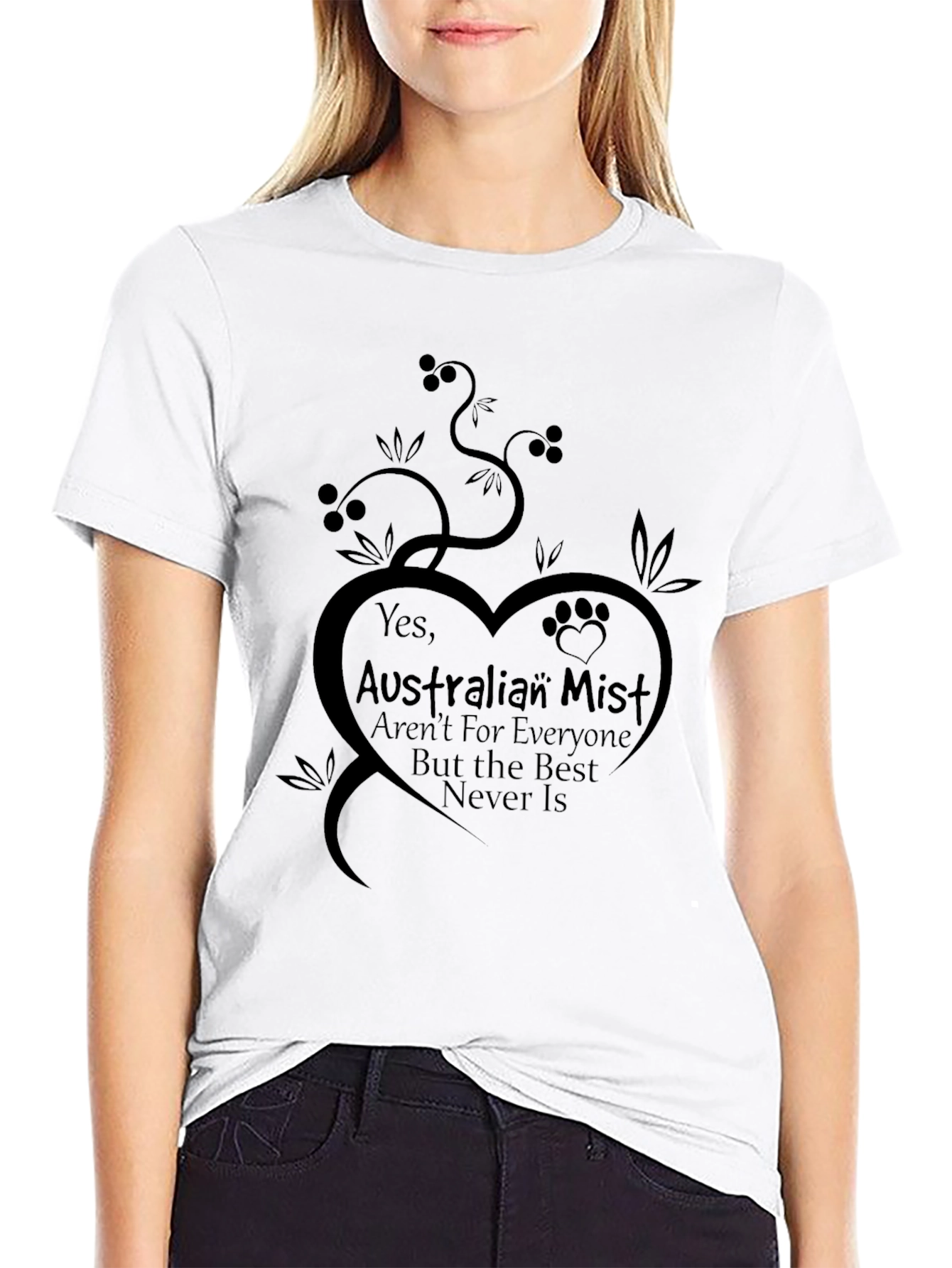 Australian Mist Cat Breed T-Shirt Heart Design