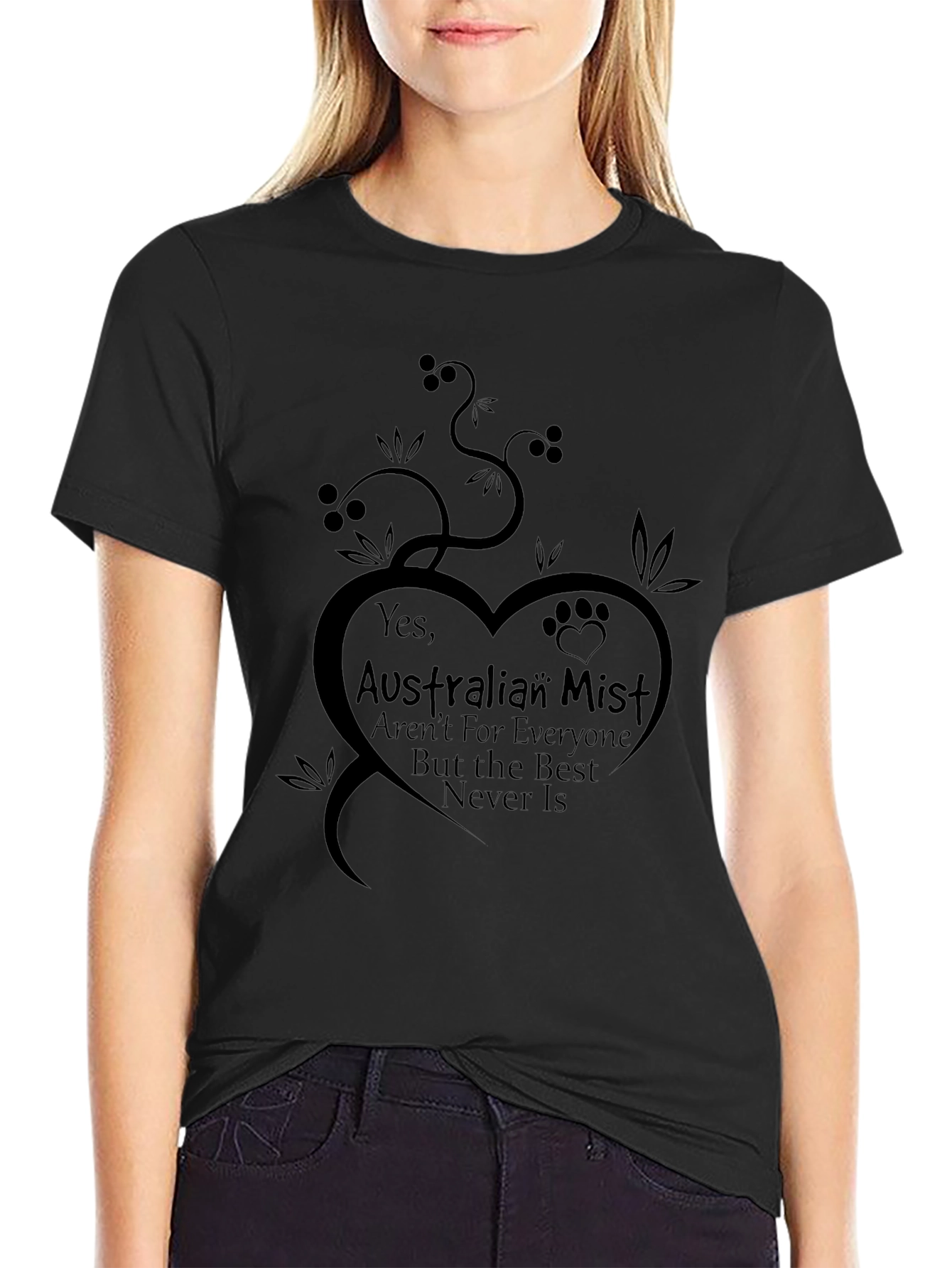 Australian Mist Cat Breed T-Shirt Heart Design