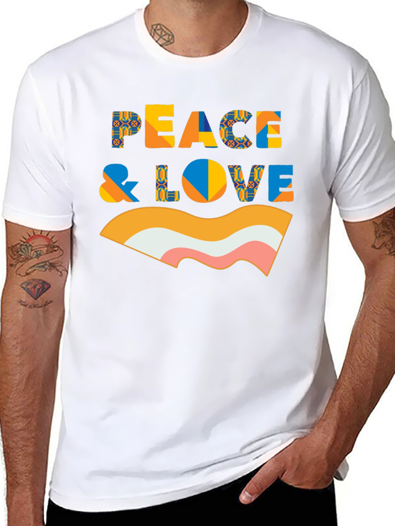 Peace & Love Retro Graphic Black T-Shirt