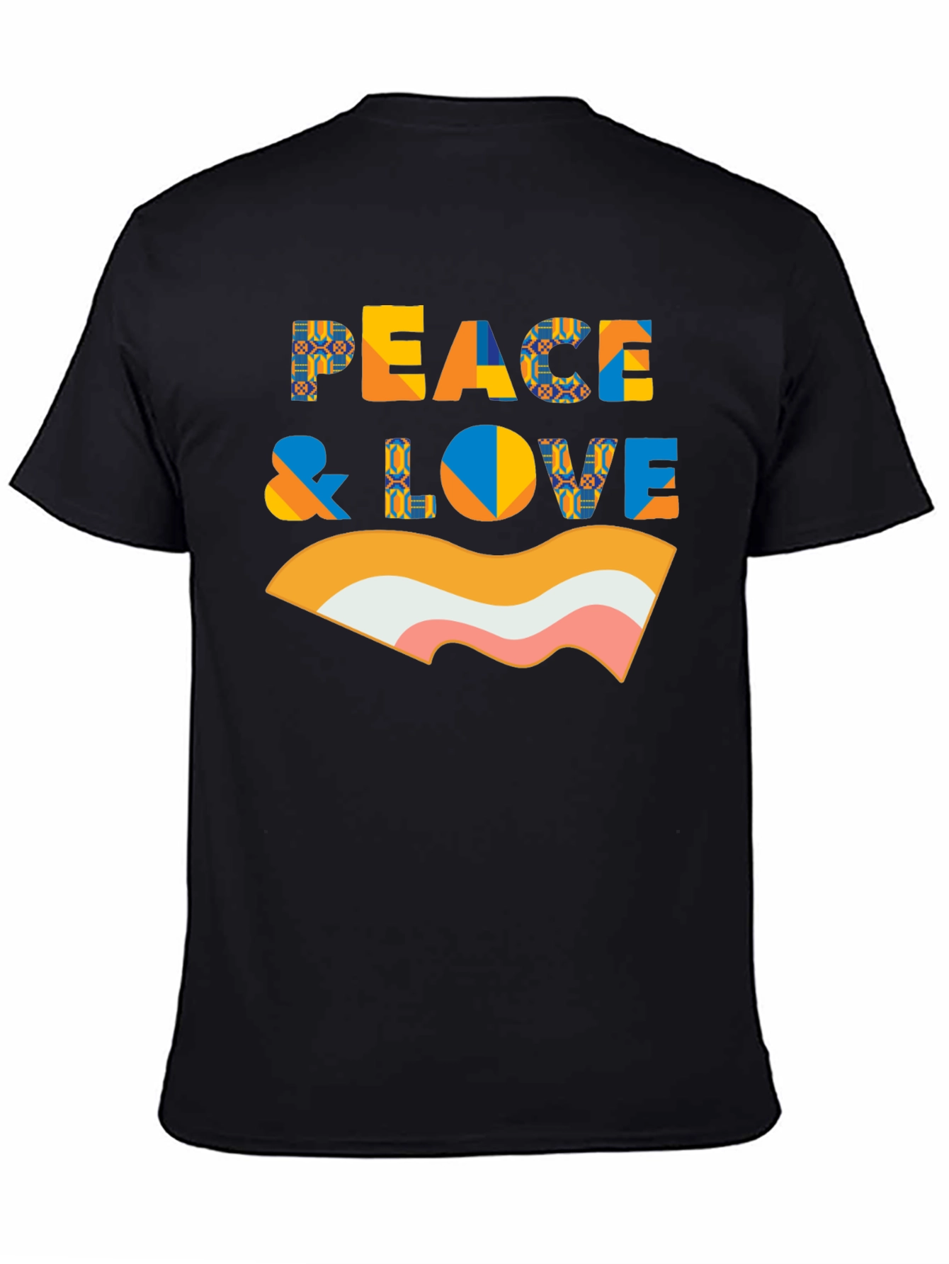 Peace & Love Retro Graphic Black T-Shirt