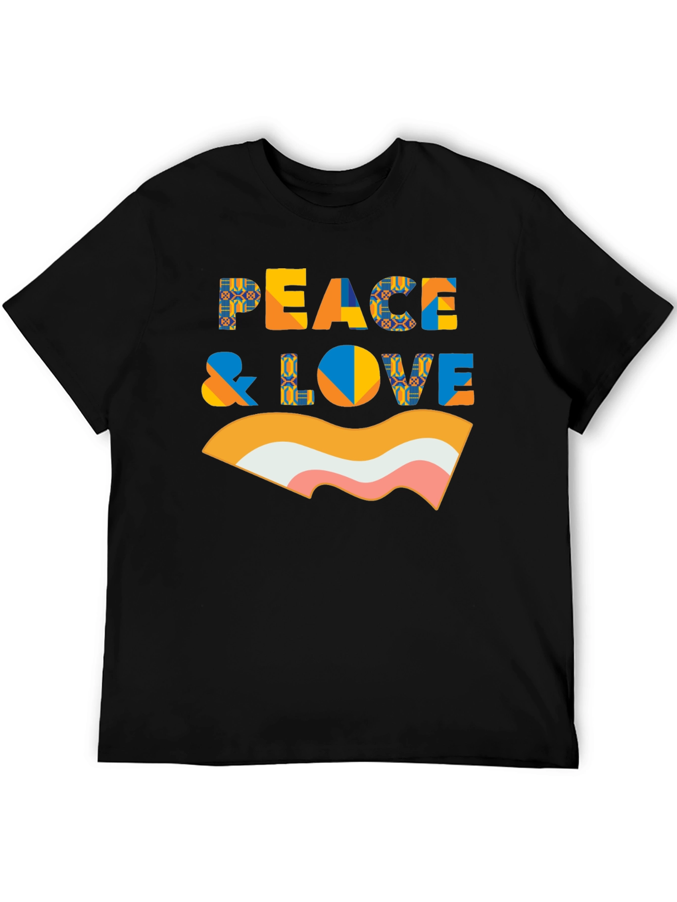 Peace & Love Retro Graphic Black T-Shirt