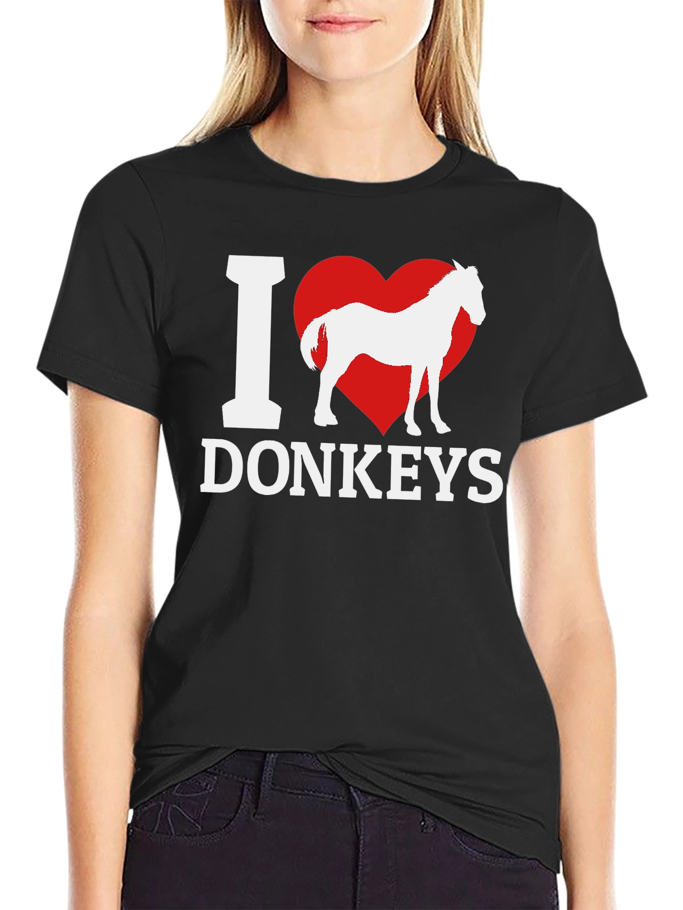 I Heart Donkeys Graphic Tee - Black Unisex Shirt