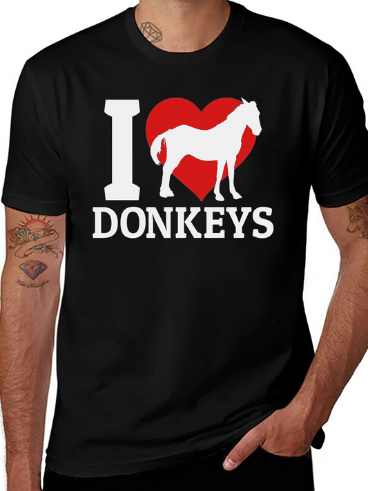 I Heart Donkeys Graphic Tee - Black Unisex Shirt