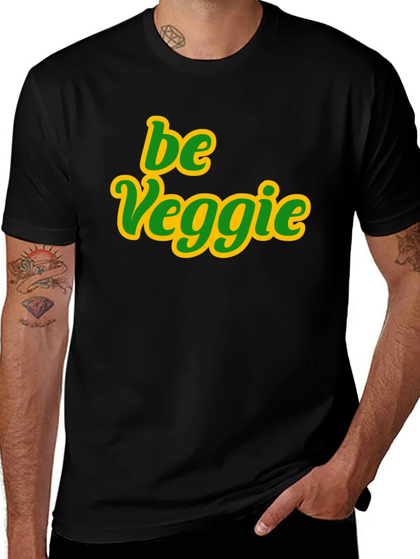 Be Veggie Graphic Tee - Black Cotton T-Shirt