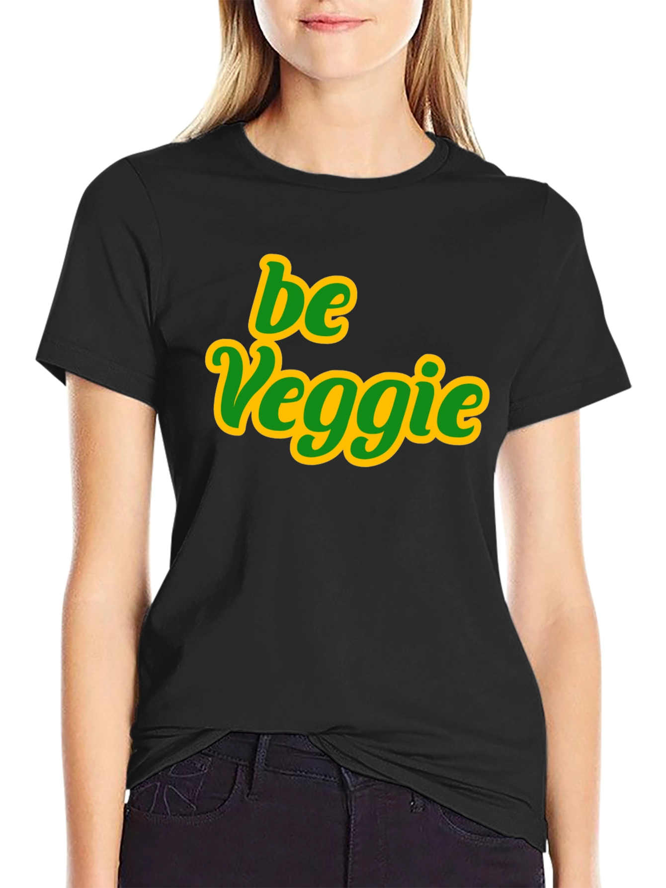 Be Veggie Graphic Tee - Black Cotton T-Shirt