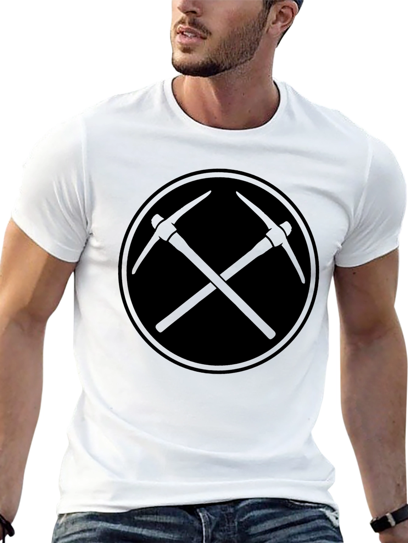 Black Pickaxe Logo T-Shirt - Minimalist Style