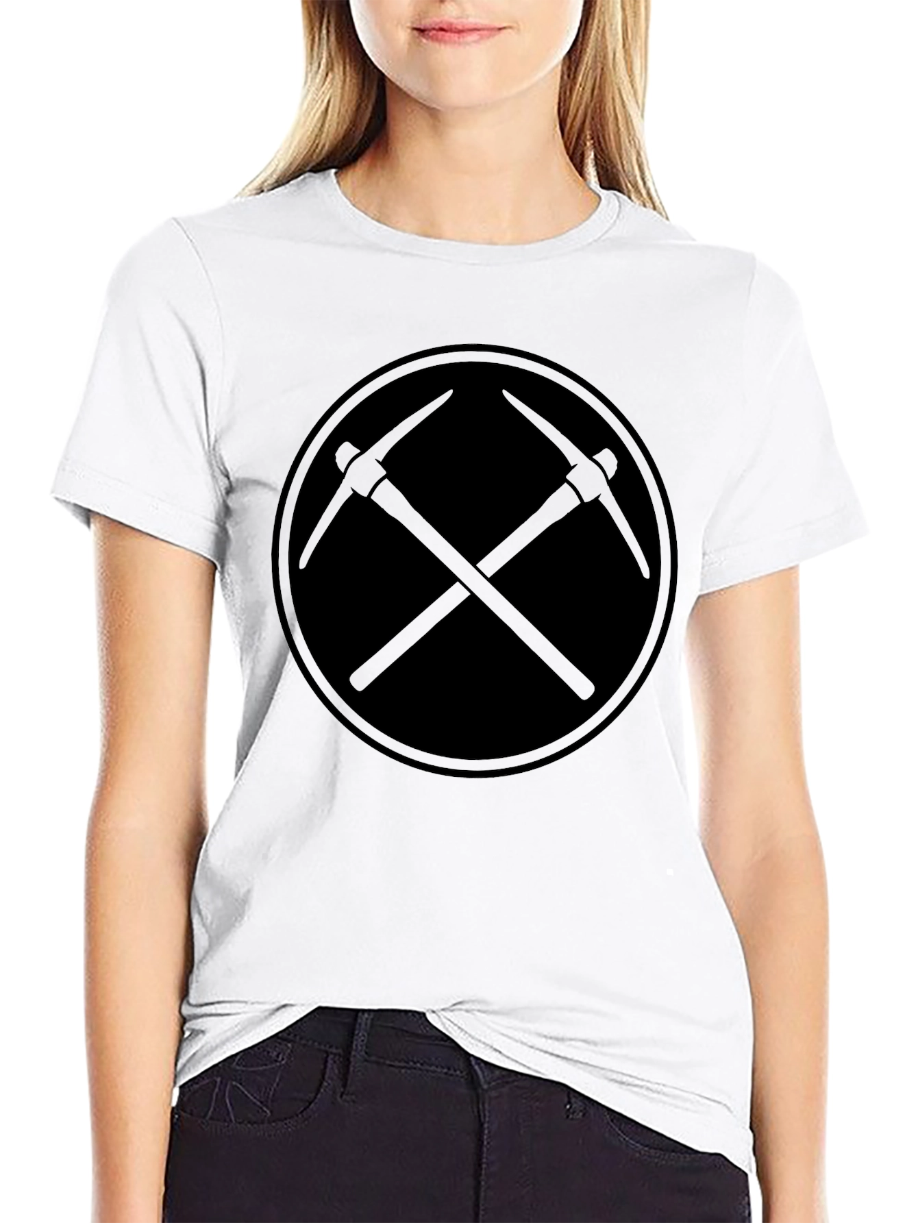 Black Pickaxe Logo T-Shirt - Minimalist Style