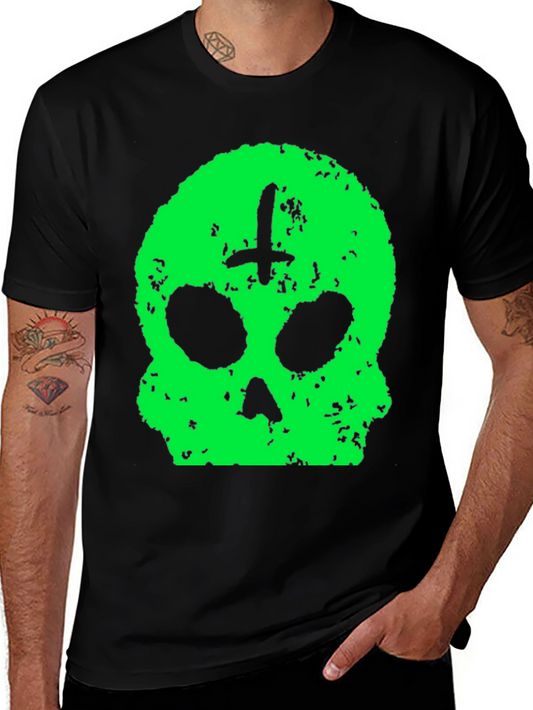 Skull & Cross T-Shirt - Green Graphic Print