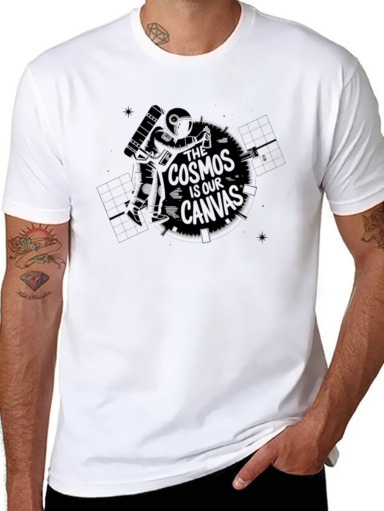 Cosmos is Our Canvas Black Graphic T-Shirt