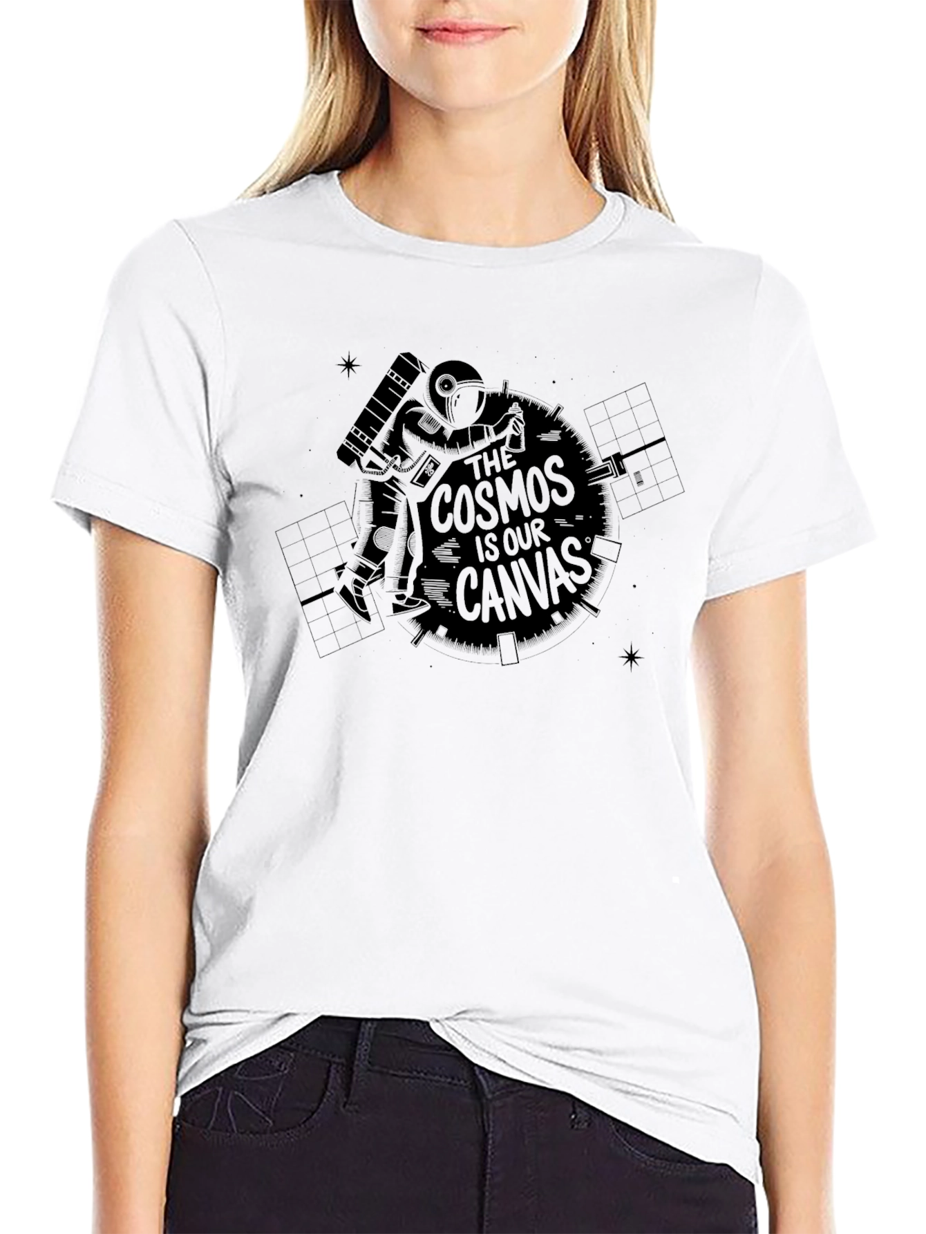Cosmos is Our Canvas Black Graphic T-Shirt