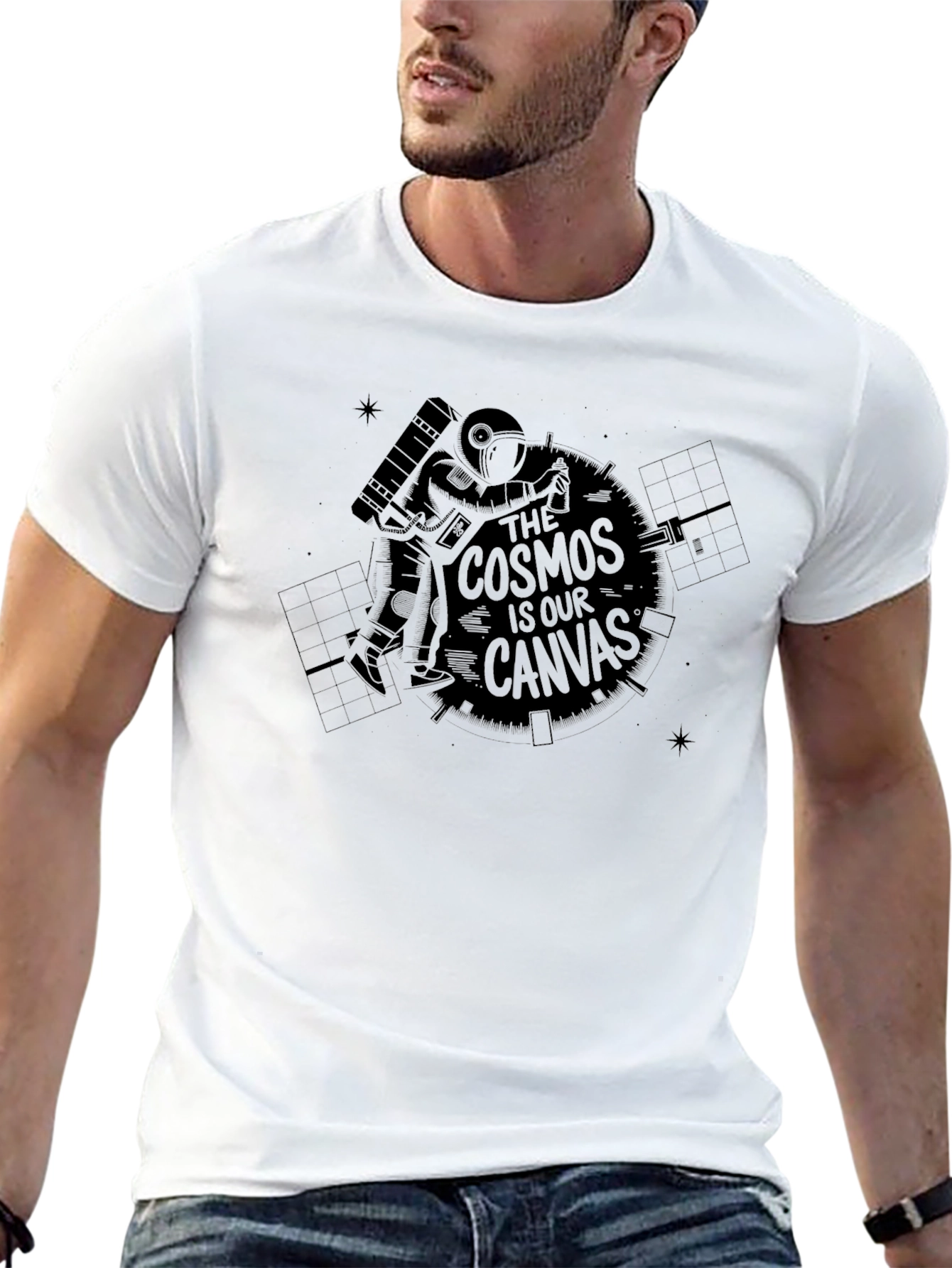 Cosmos is Our Canvas Black Graphic T-Shirt