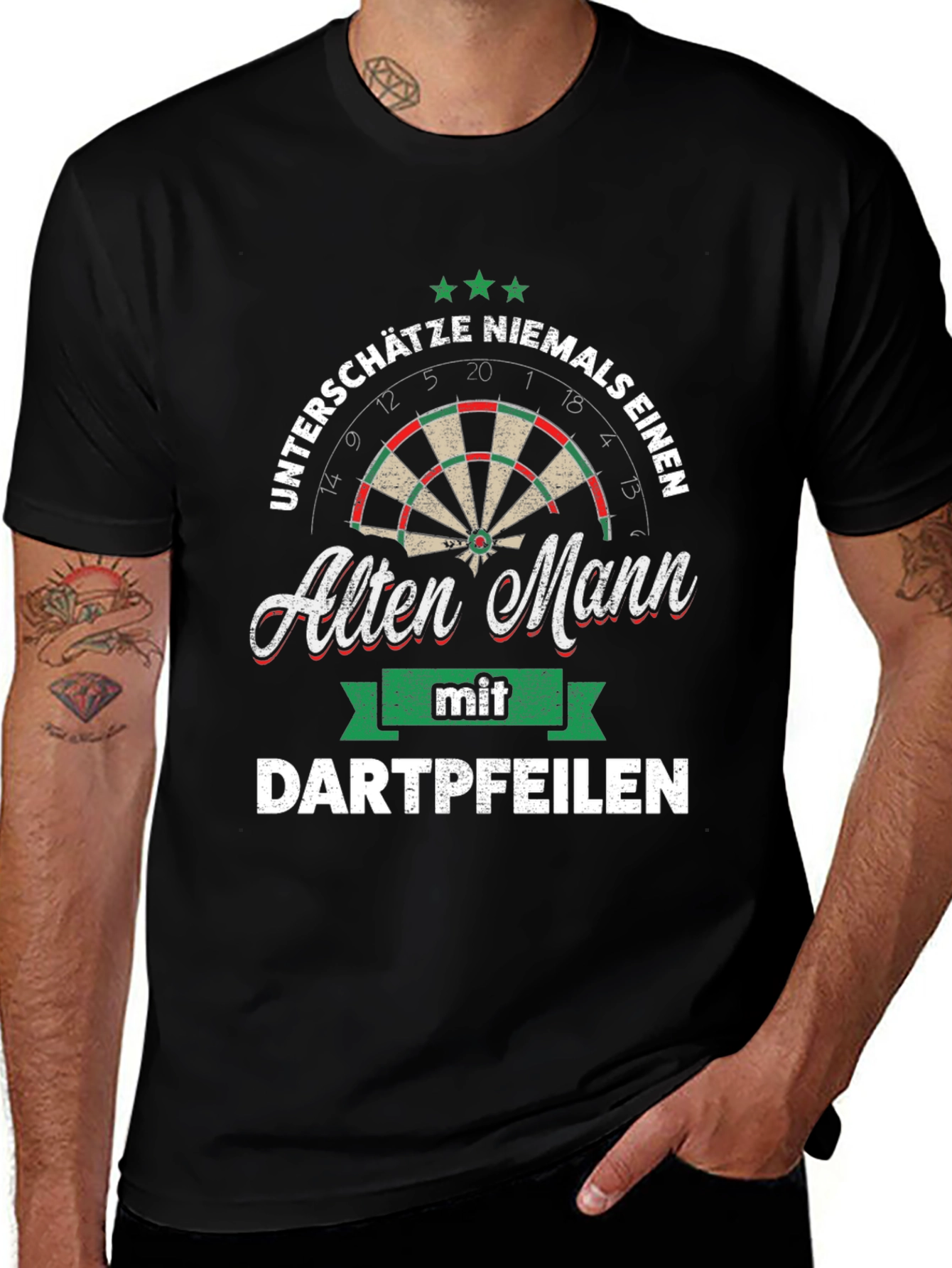 Darts Old Man Graphic Tee - Never Underestimate