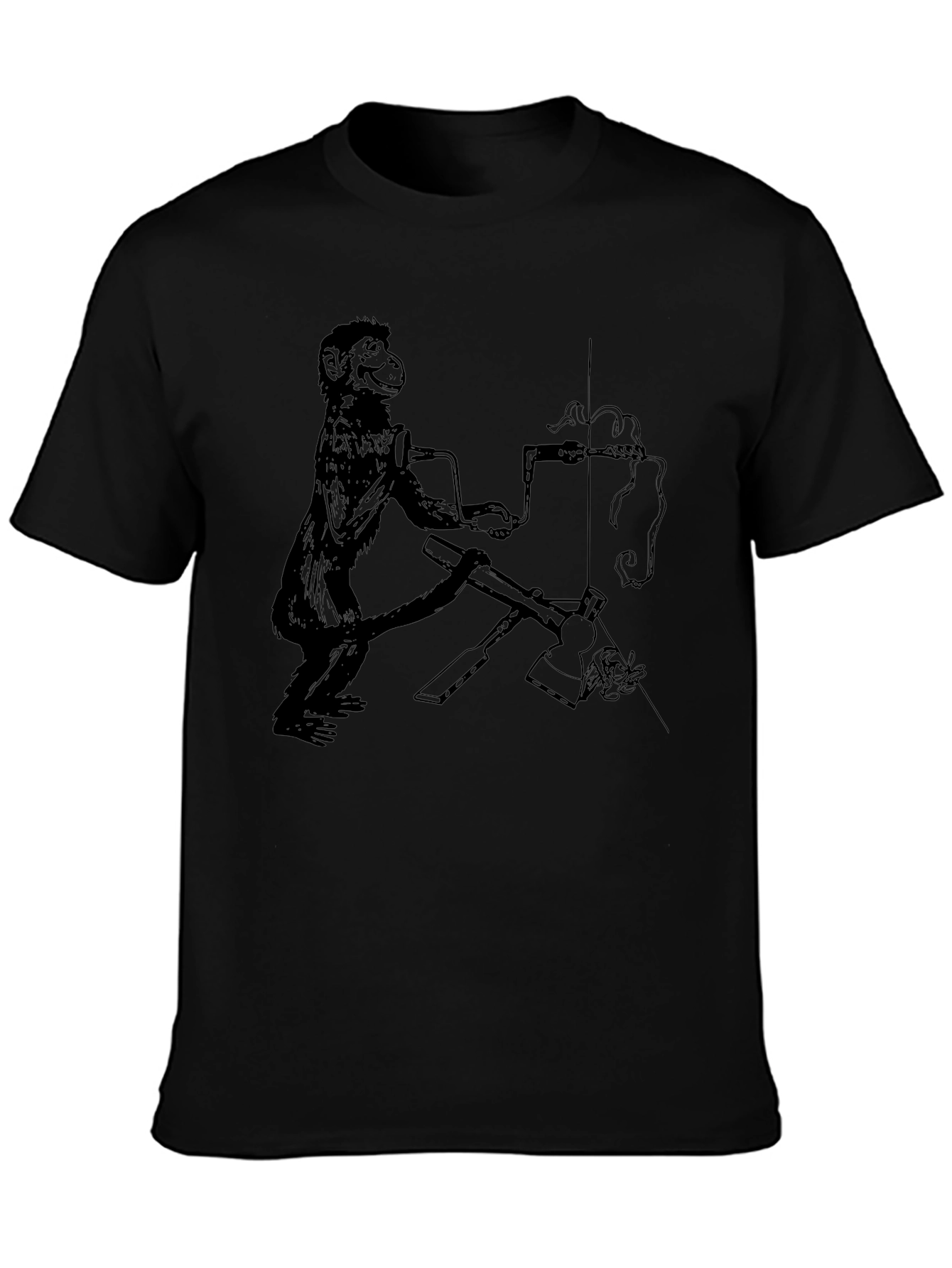 Monkey Machinist T-Shirt - Quirky Black Tee