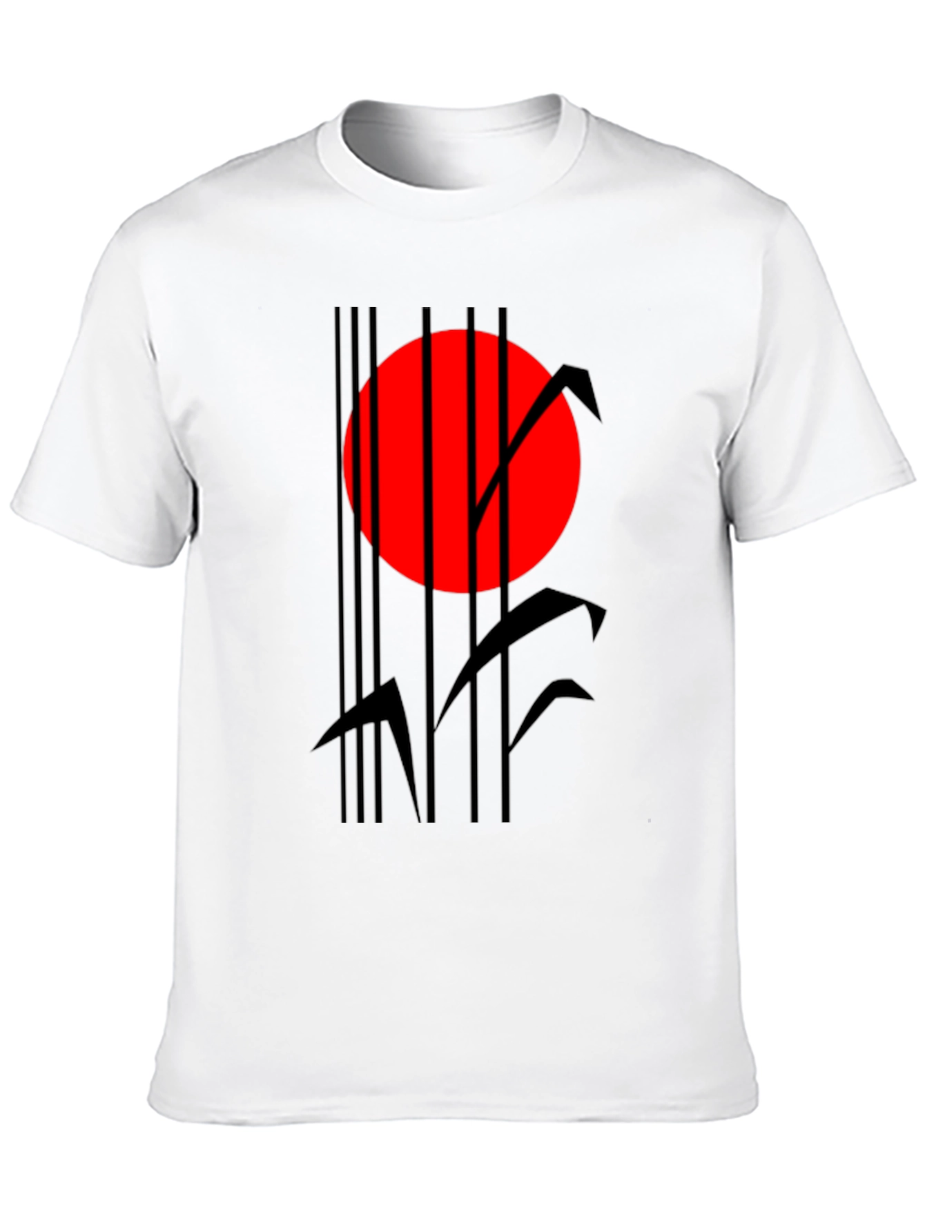 Abstract Red Sun Black Graphic T-Shirt