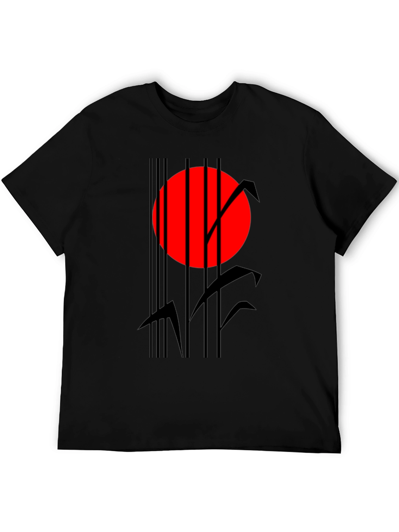 Abstract Red Sun Black Graphic T-Shirt
