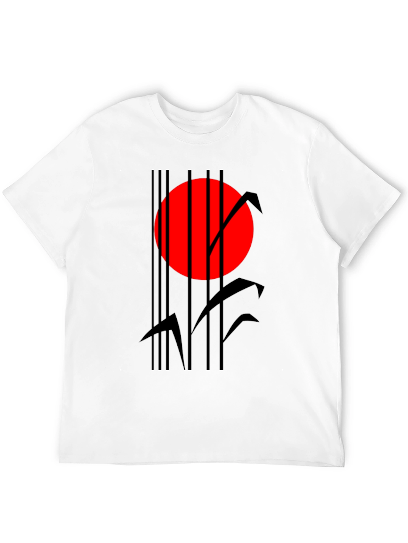 Abstract Red Sun Black Graphic T-Shirt
