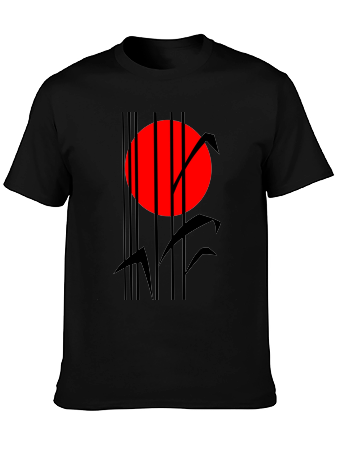 Abstract Red Sun Black Graphic T-Shirt