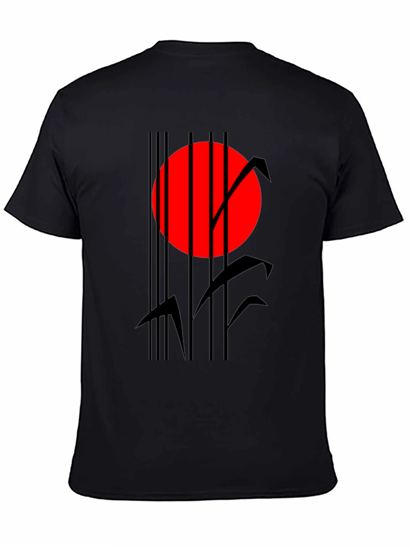 Abstract Red Sun Black Graphic T-Shirt