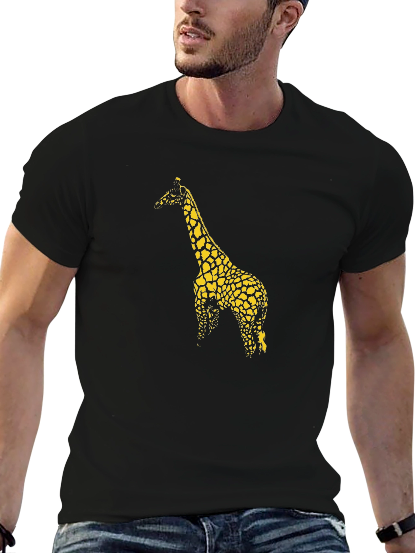 Black Giraffe Graphic Tee - Casual Style