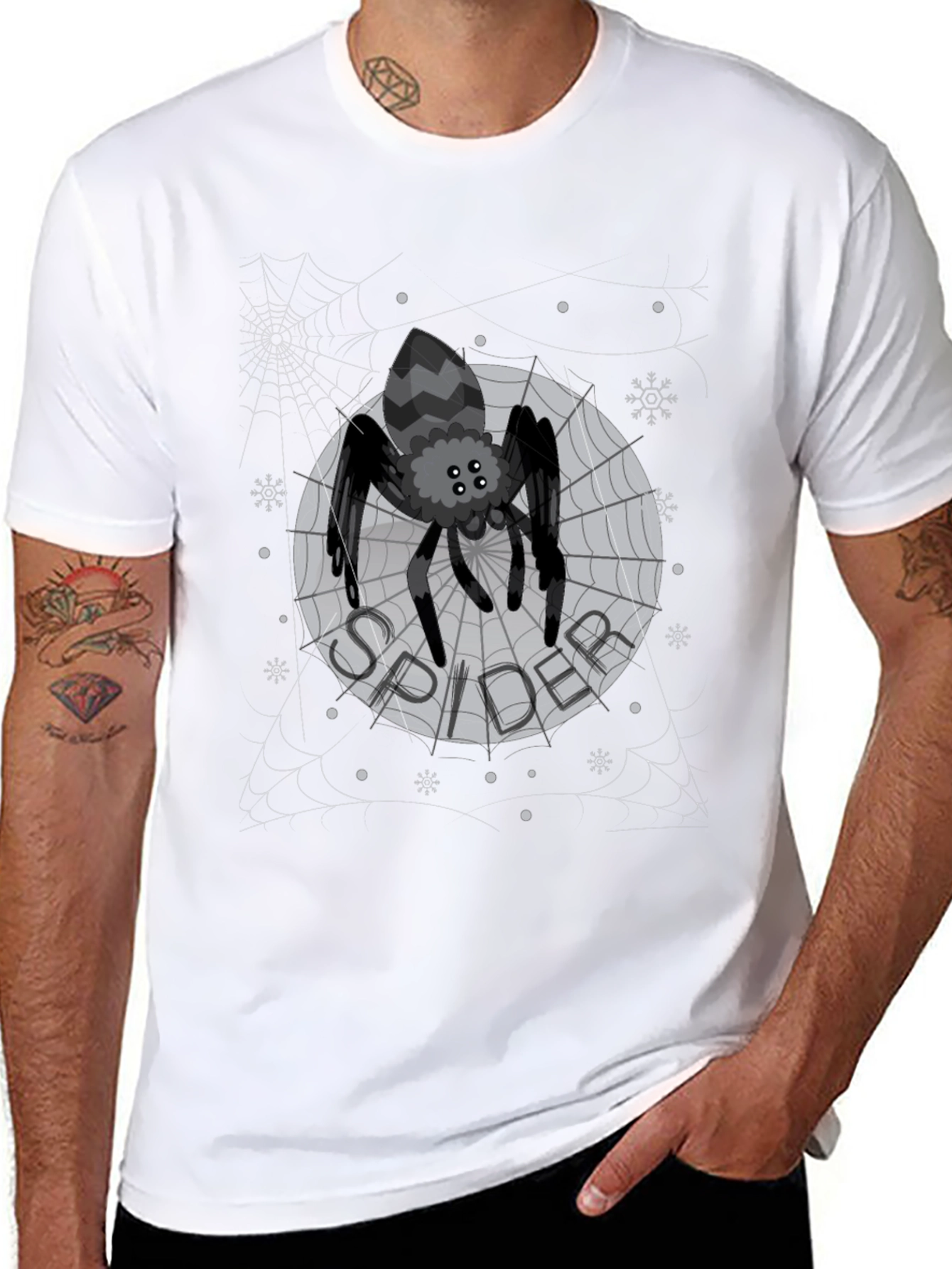 Spider Web Graphic Print Mens T-Shirt