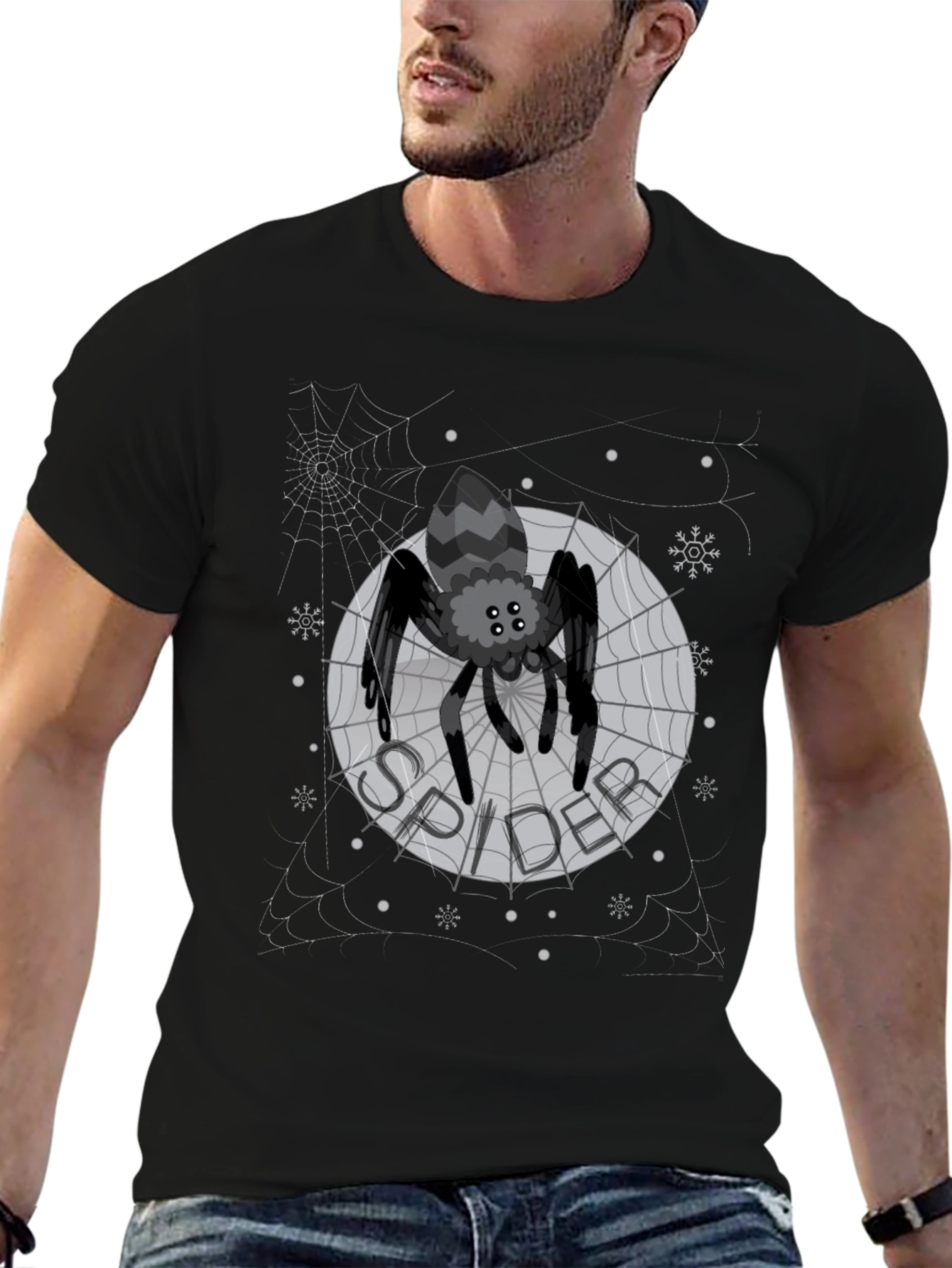Spider Web Graphic Print Mens T-Shirt