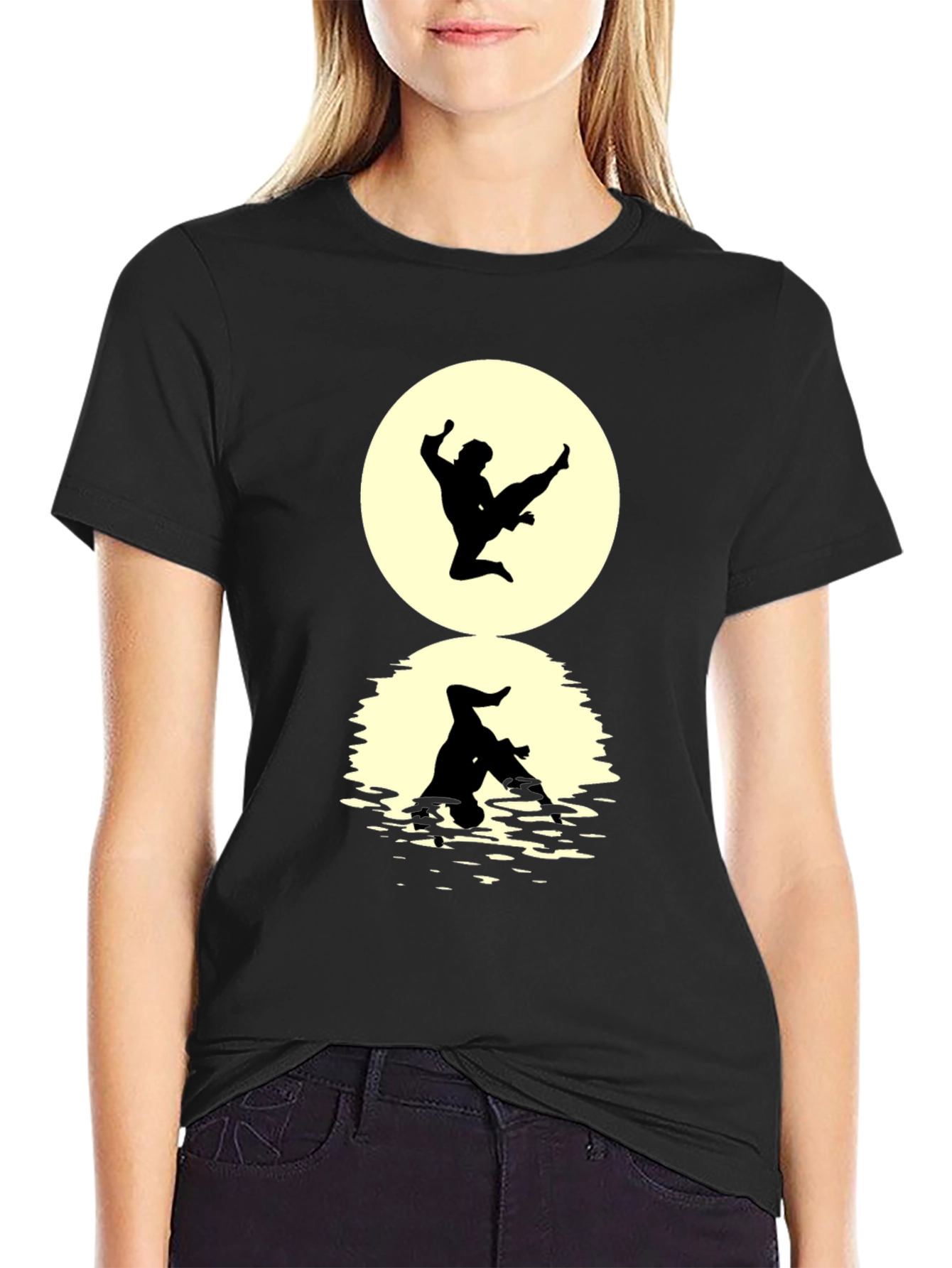 Karate Silhouette Graphic Black T-Shirt