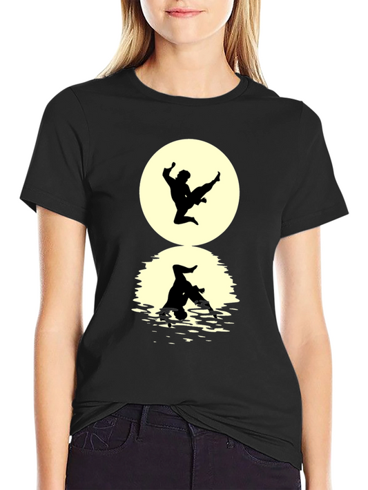 Karate Silhouette Graphic Black T-Shirt