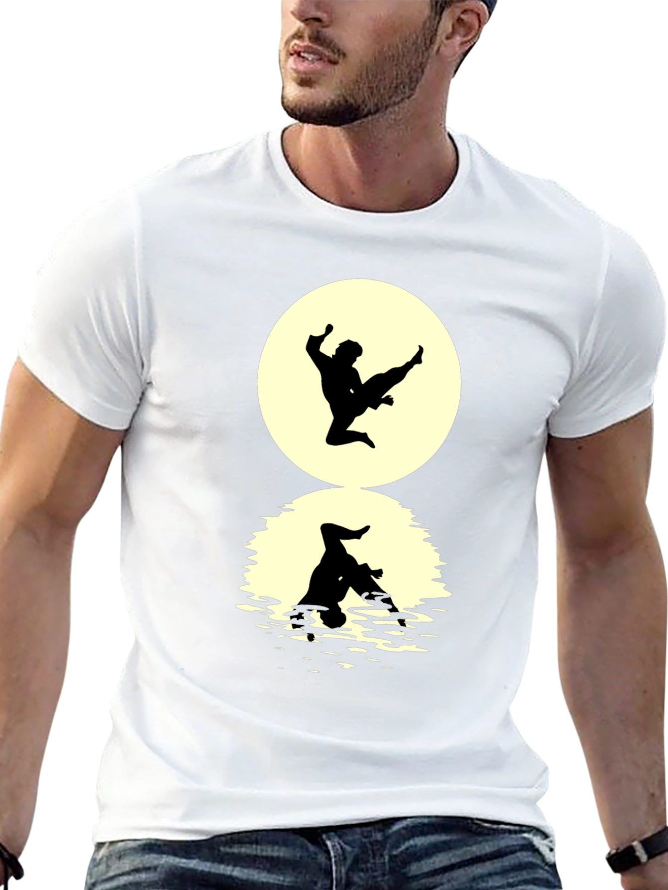 Karate Silhouette Graphic Black T-Shirt