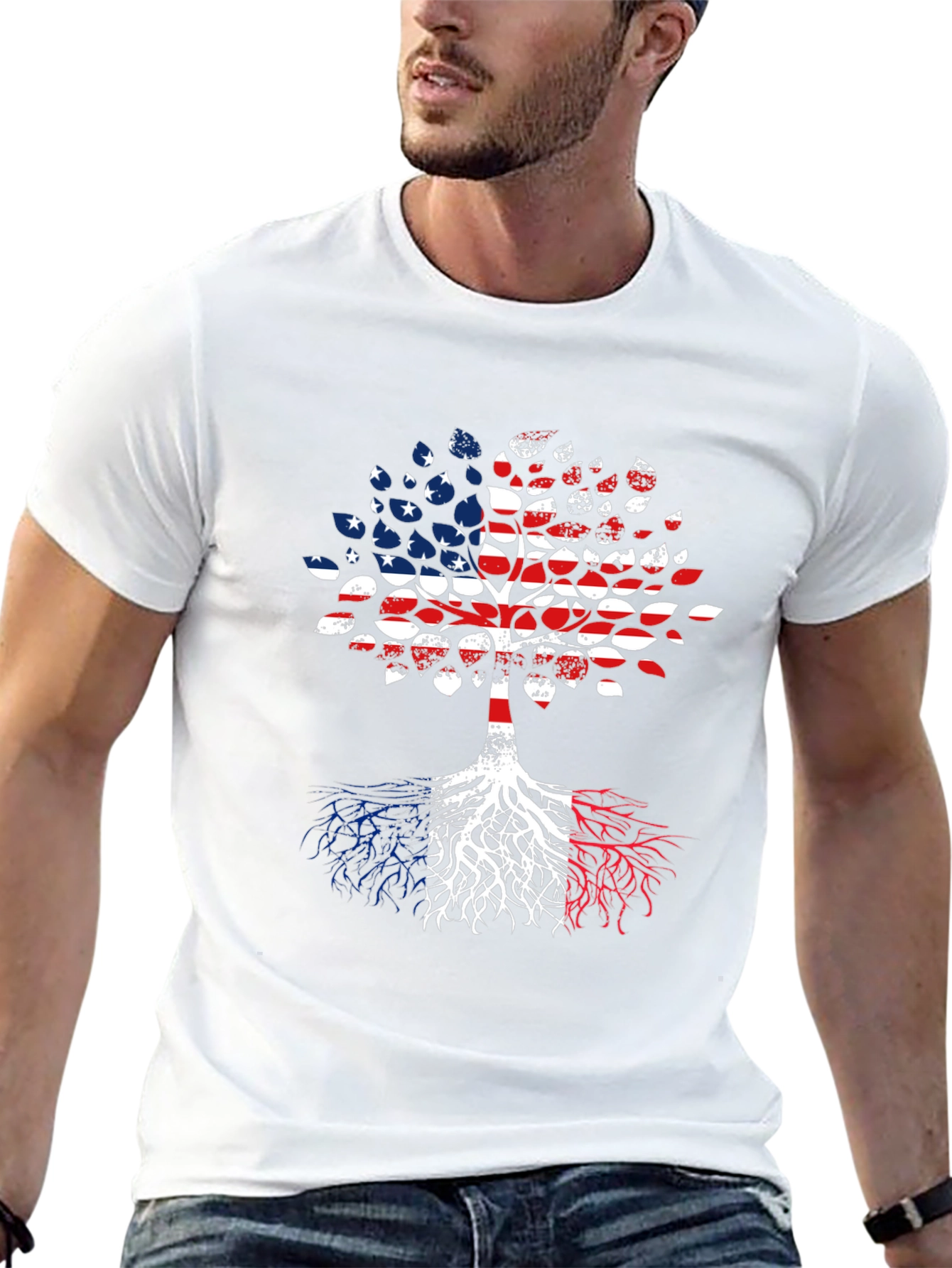 USA France Roots Tree T-Shirt