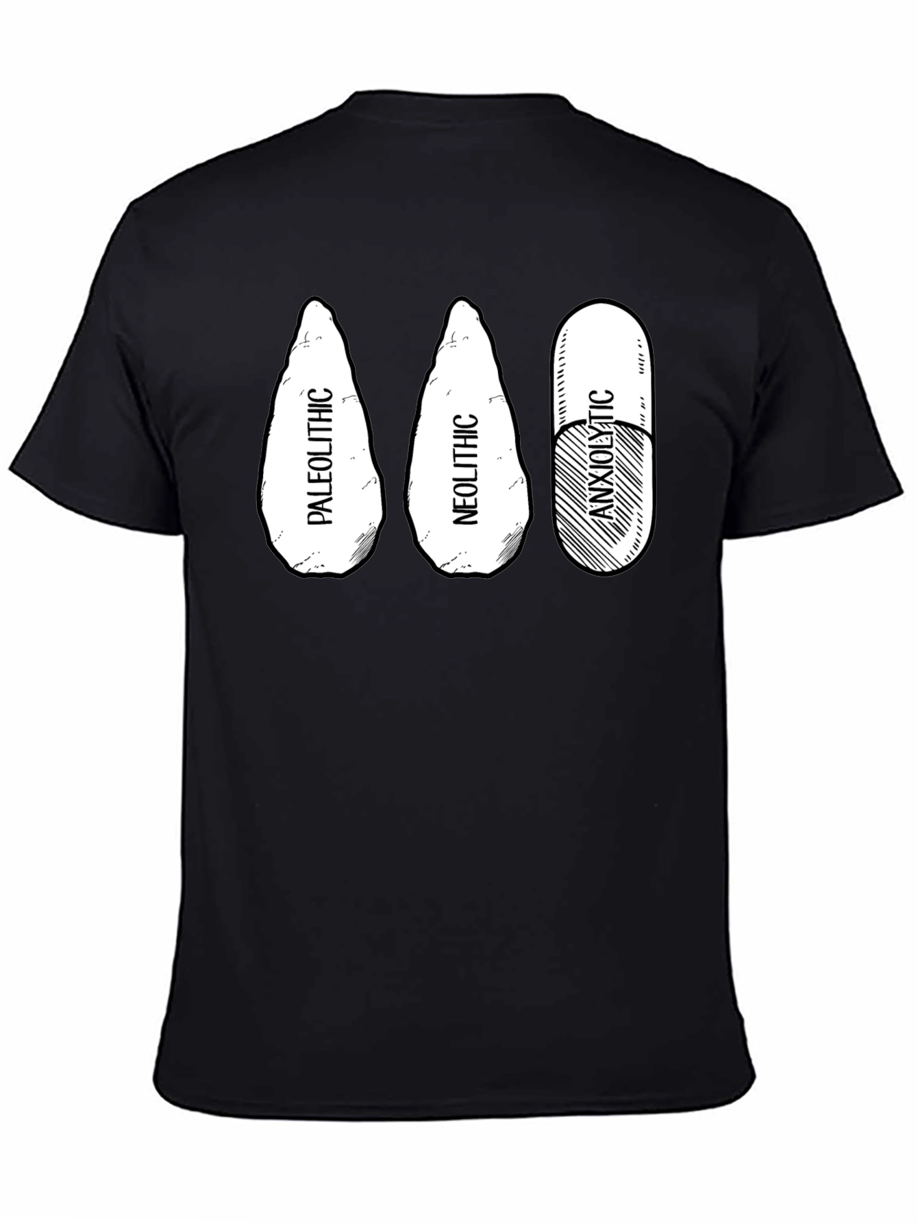 Paleolithic Neolithic Anxiolytic Black T-Shirt