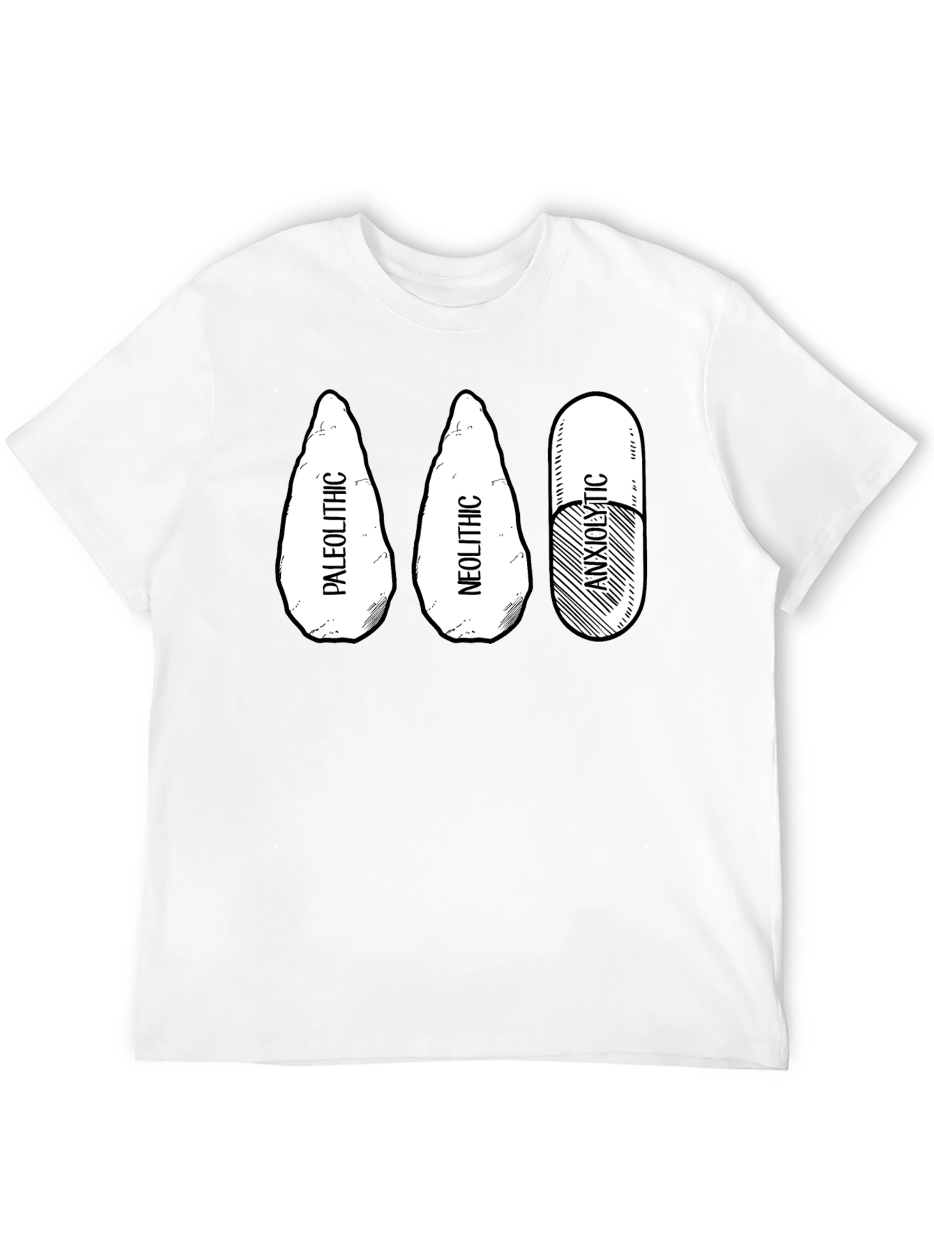 Paleolithic Neolithic Anxiolytic Black T-Shirt