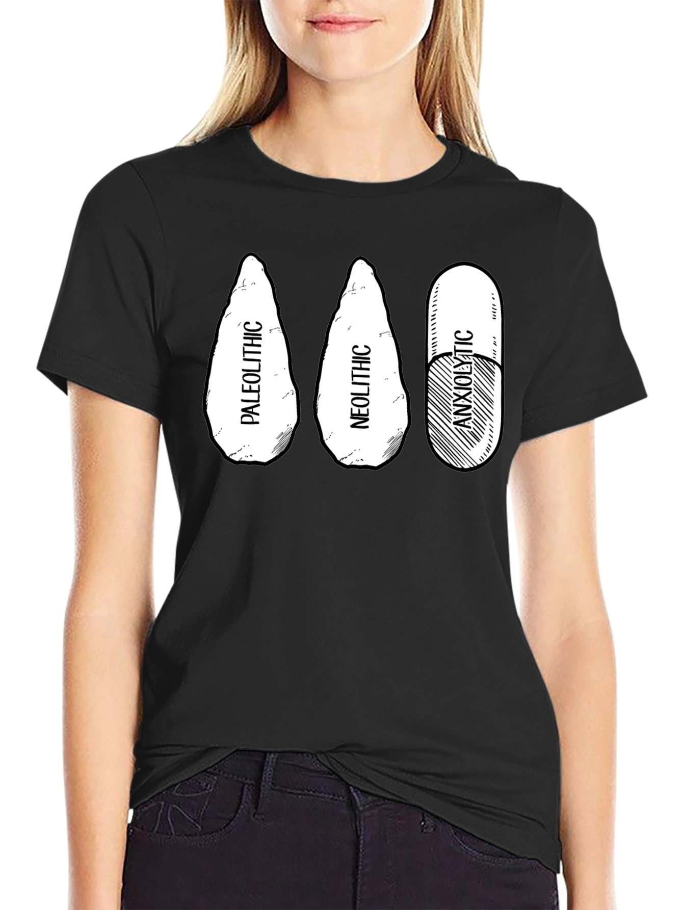 Paleolithic Neolithic Anxiolytic Black T-Shirt