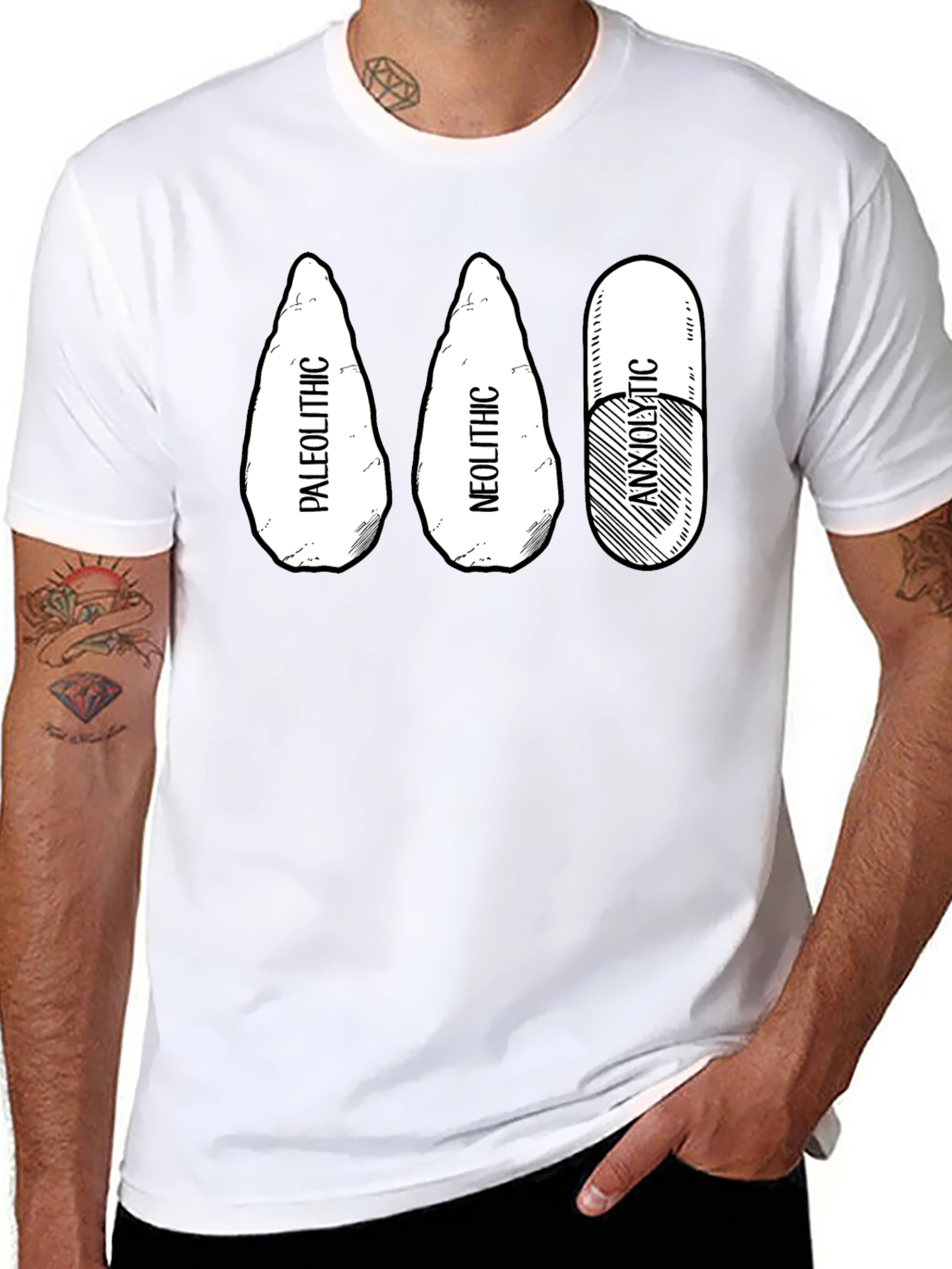 Paleolithic Neolithic Anxiolytic Black T-Shirt