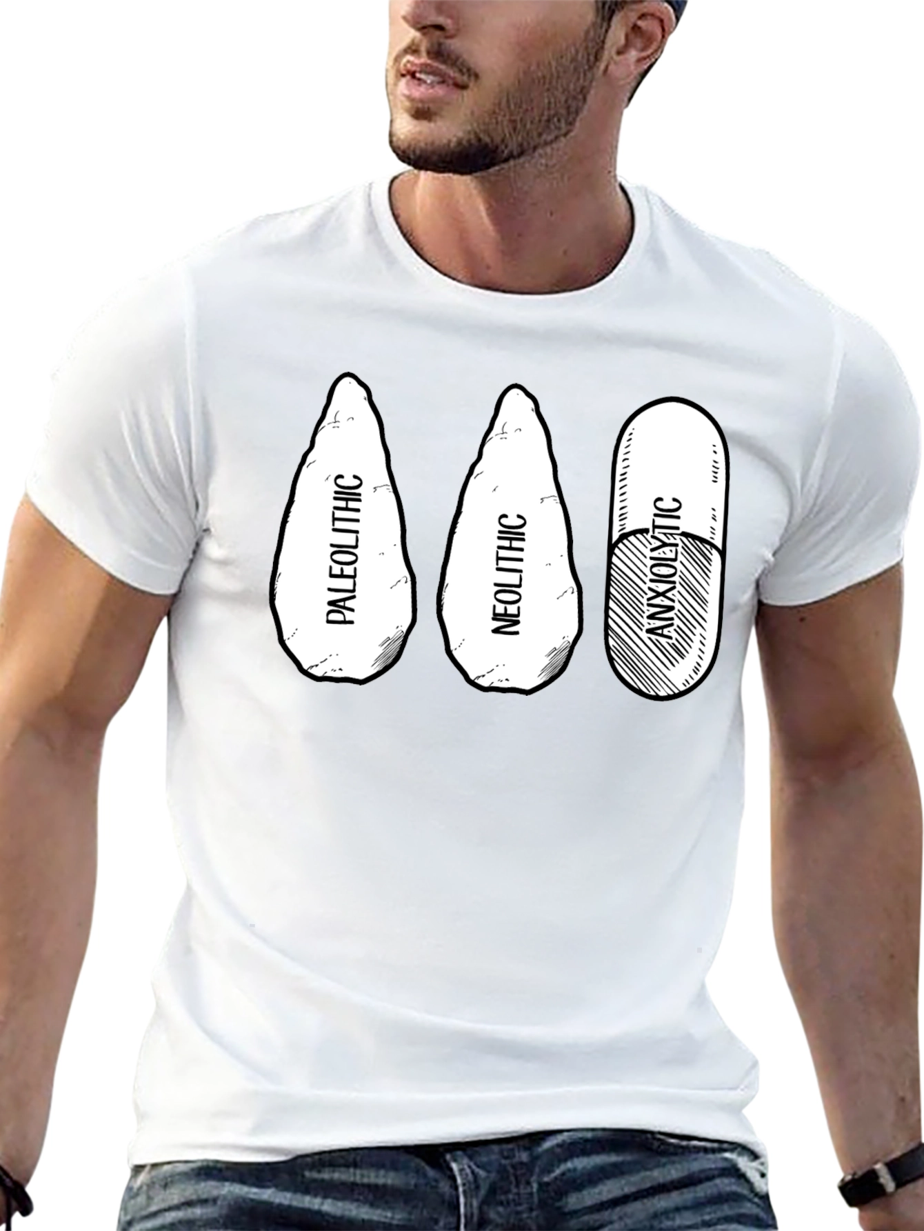 Paleolithic Neolithic Anxiolytic Black T-Shirt