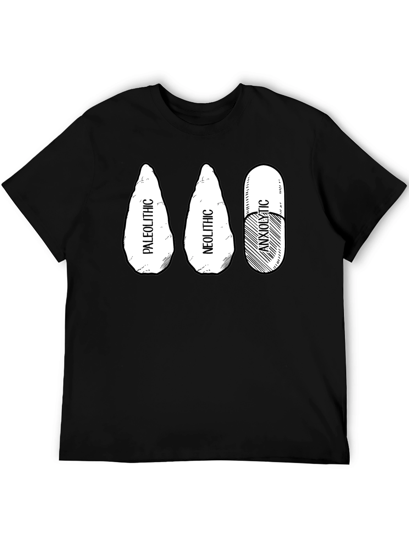 Paleolithic Neolithic Anxiolytic Black T-Shirt