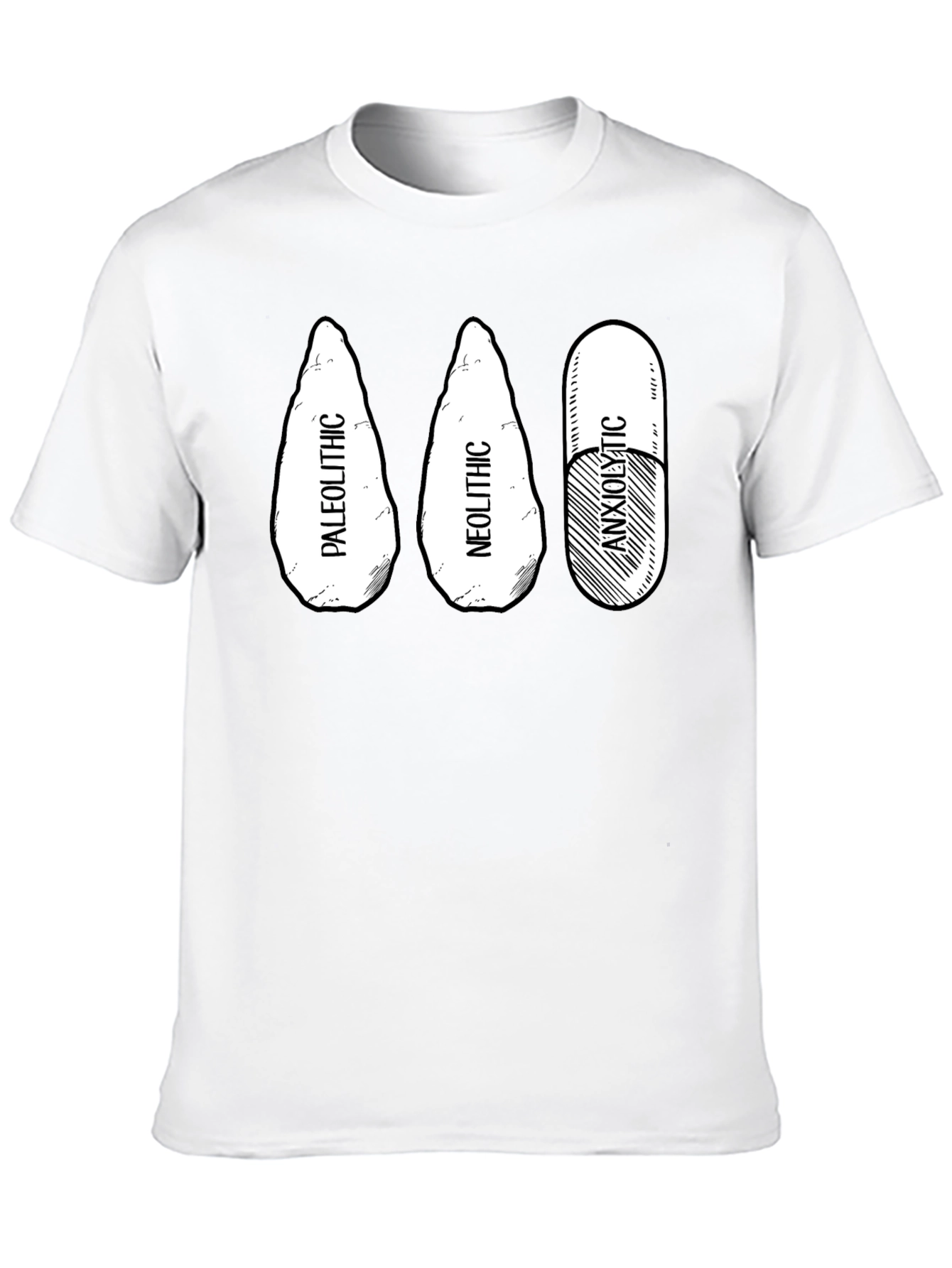 Paleolithic Neolithic Anxiolytic Black T-Shirt