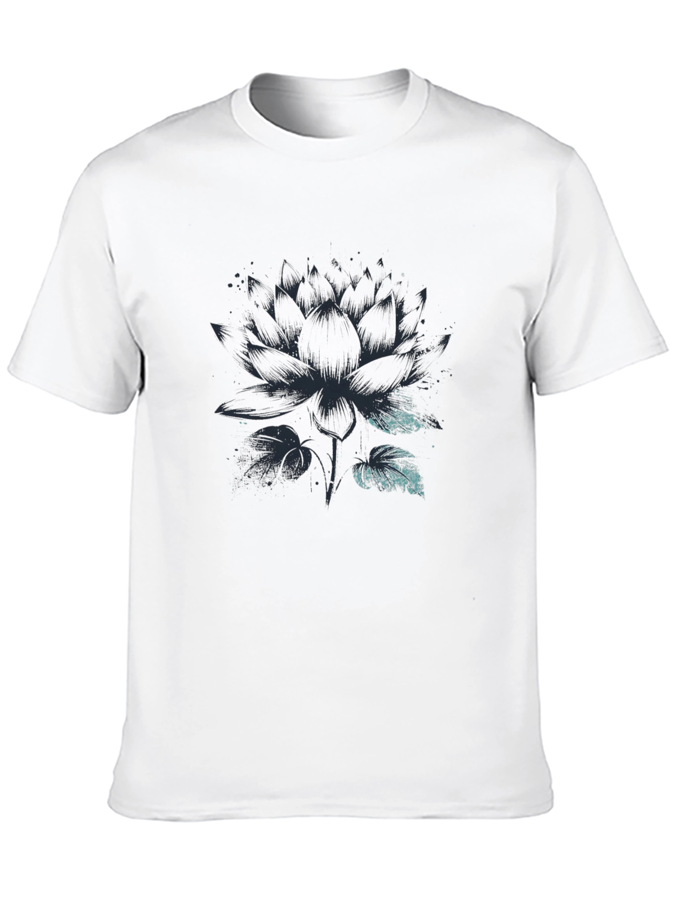 Lotus Flower Graphic Print Mens Black T-Shirt
