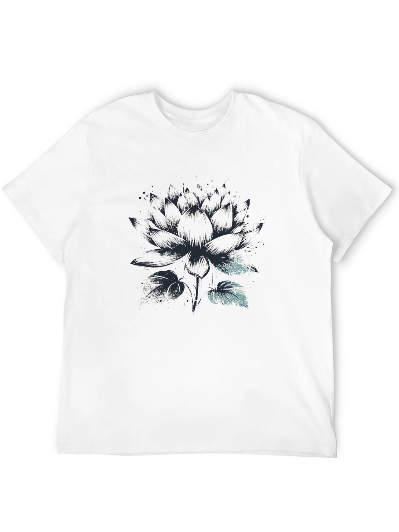 Lotus Flower Graphic Print Mens Black T-Shirt