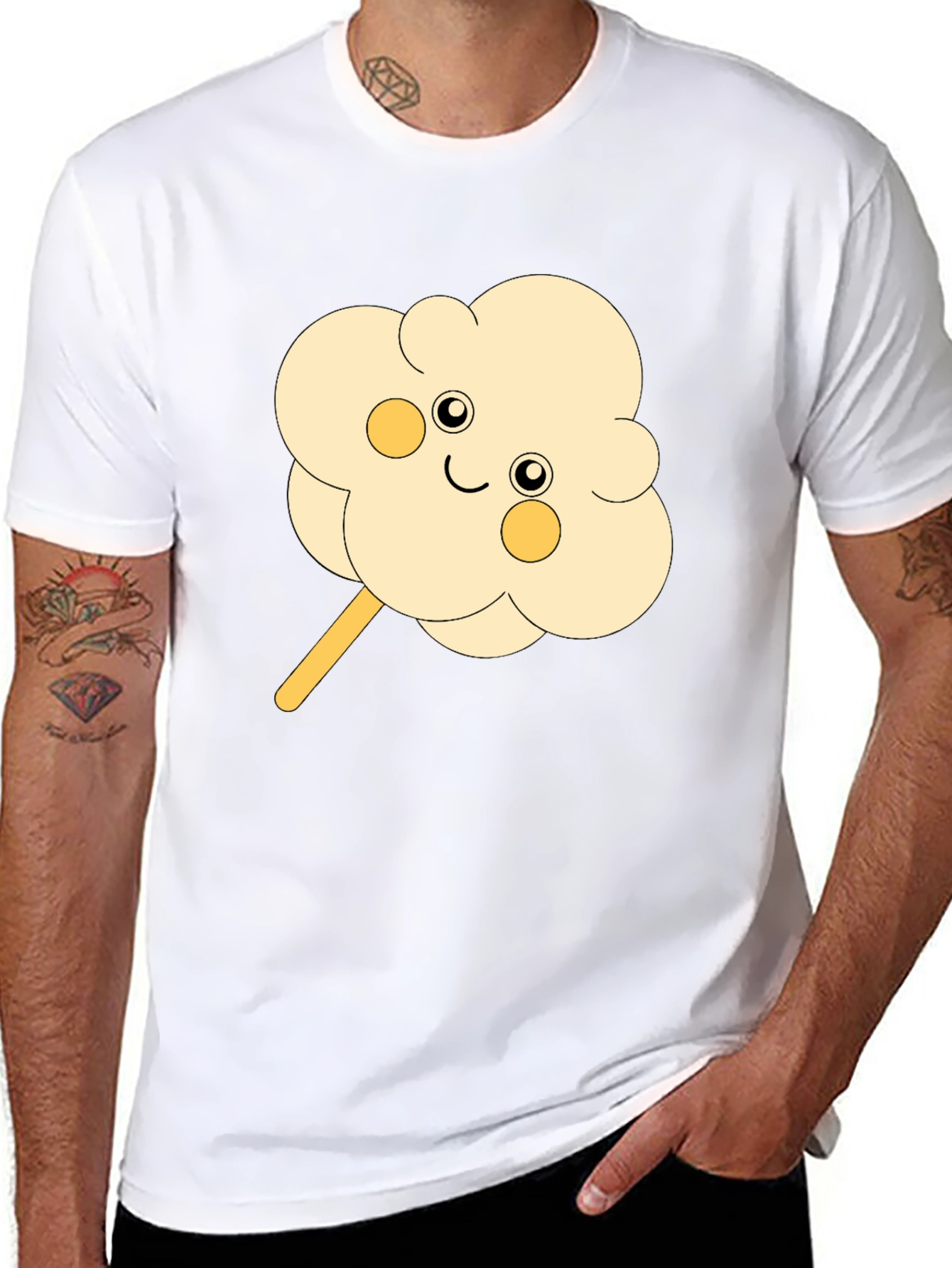 Cute Cotton Candy Graphic Tee - Black