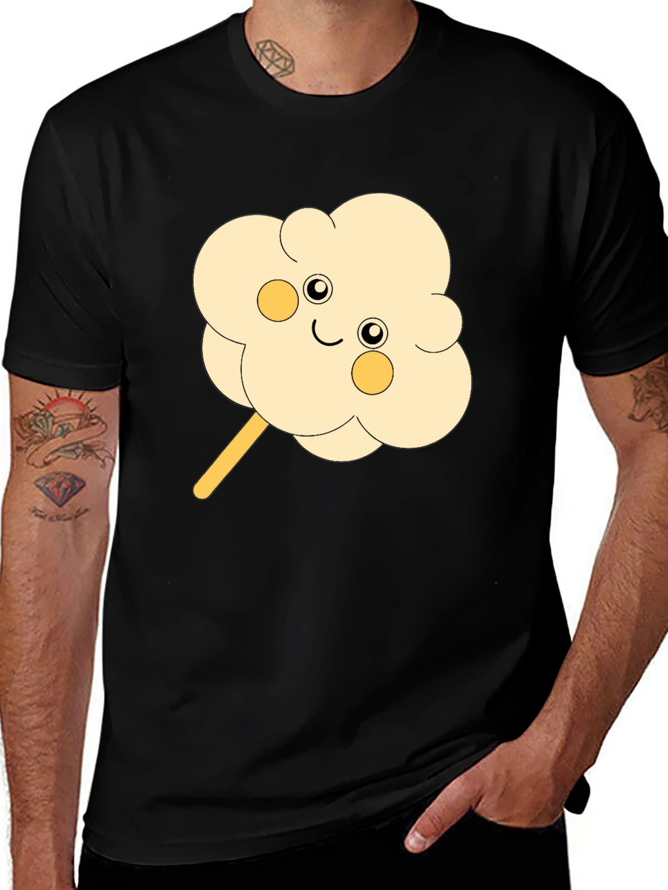 Cute Cotton Candy Graphic Tee - Black