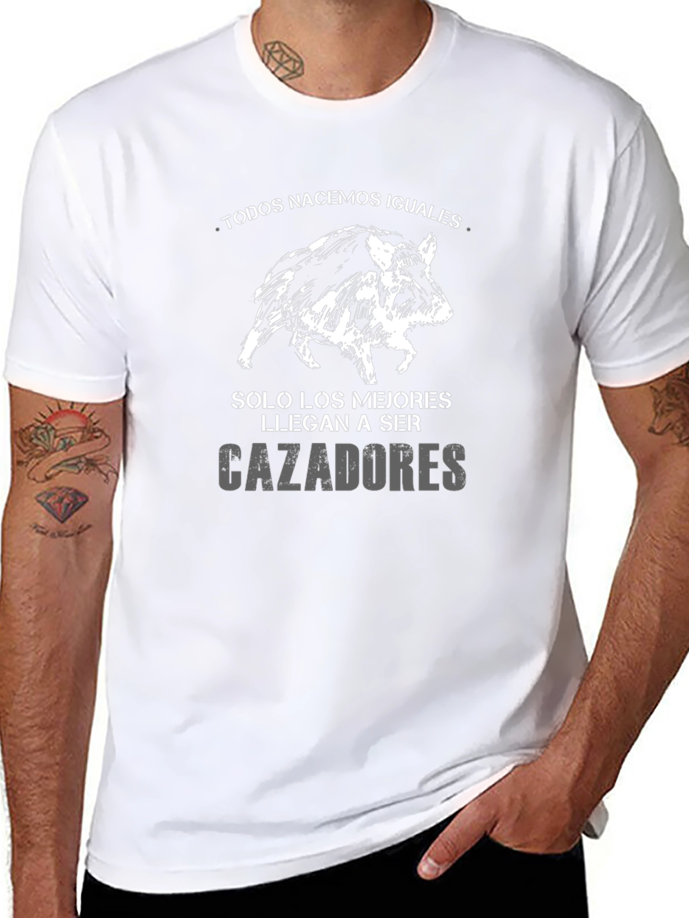 Mens Hunting T-Shirt - Hog Design