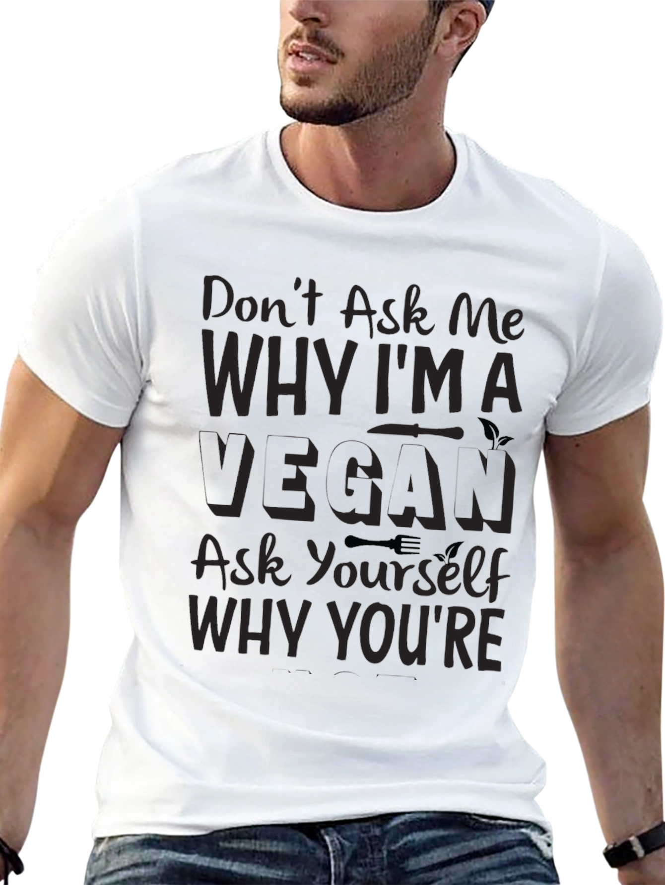 Vegan Slogan Tee - Black Short Sleeve T-Shirt