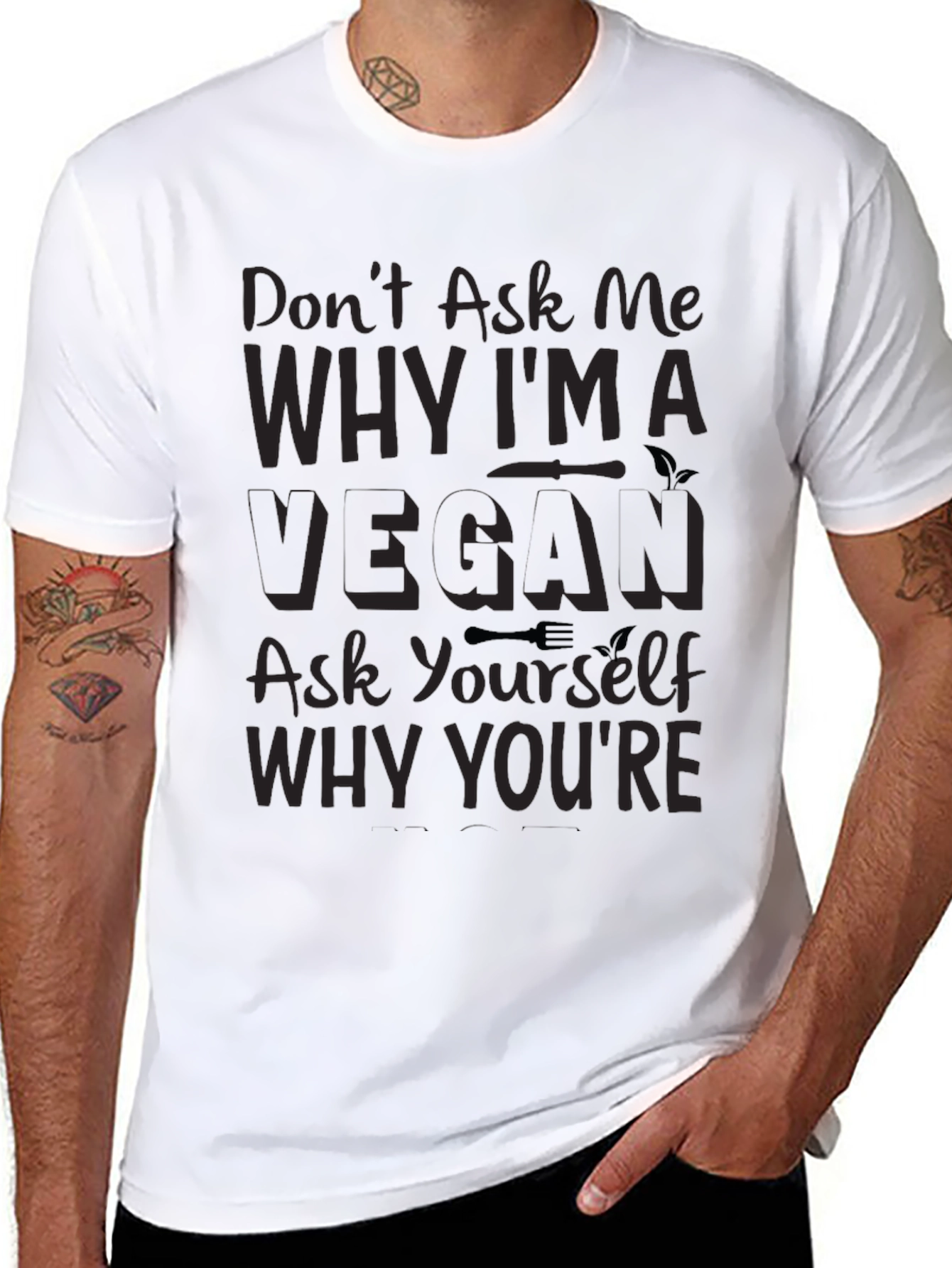 Vegan Slogan Tee - Black Short Sleeve T-Shirt