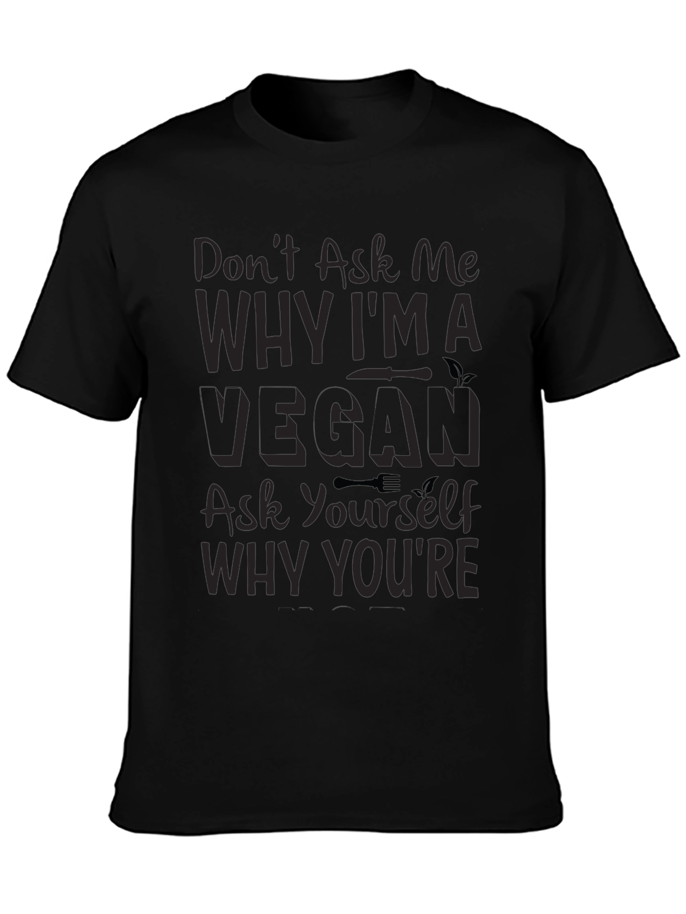 Vegan Slogan Tee - Black Short Sleeve T-Shirt