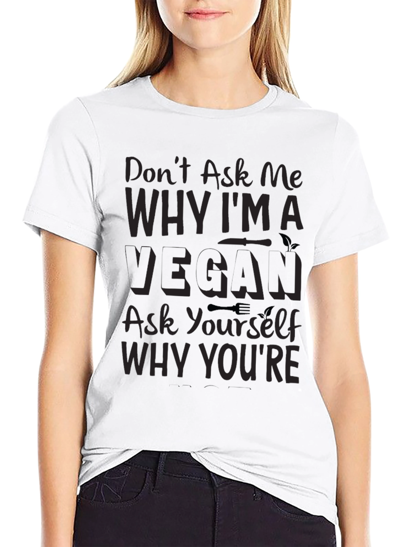 Vegan Slogan Tee - Black Short Sleeve T-Shirt