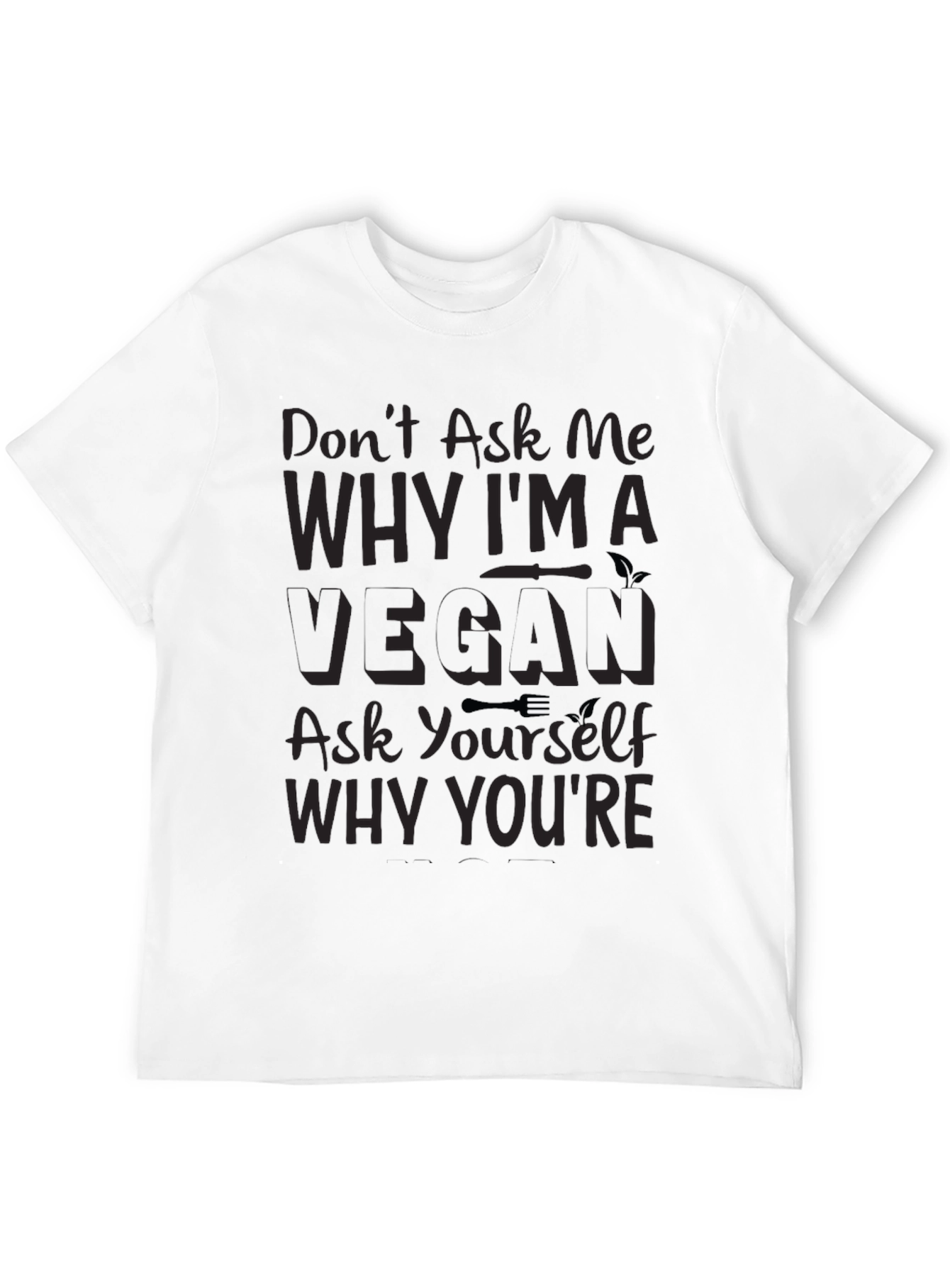 Vegan Slogan Tee - Black Short Sleeve T-Shirt