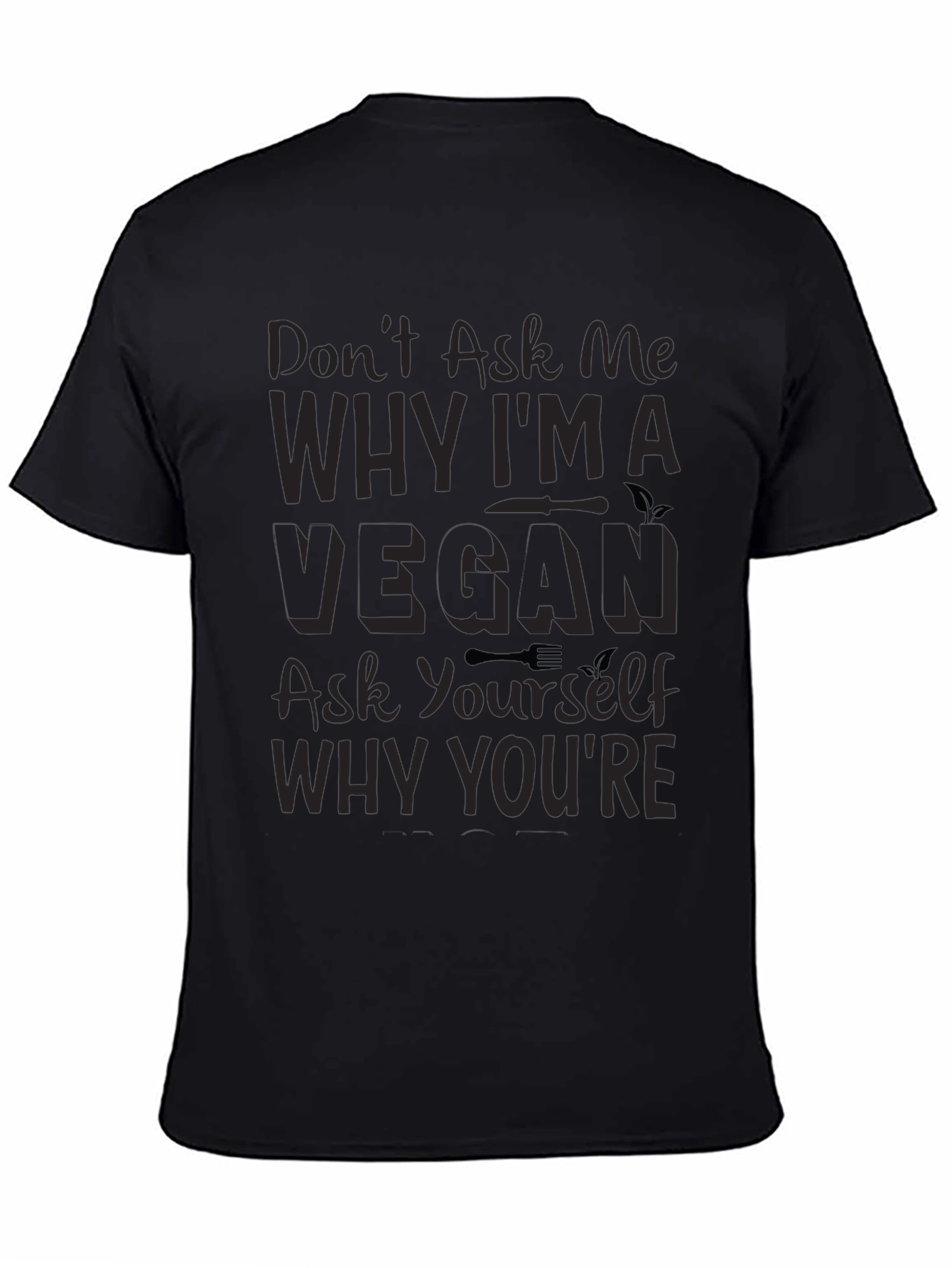 Vegan Slogan Tee - Black Short Sleeve T-Shirt