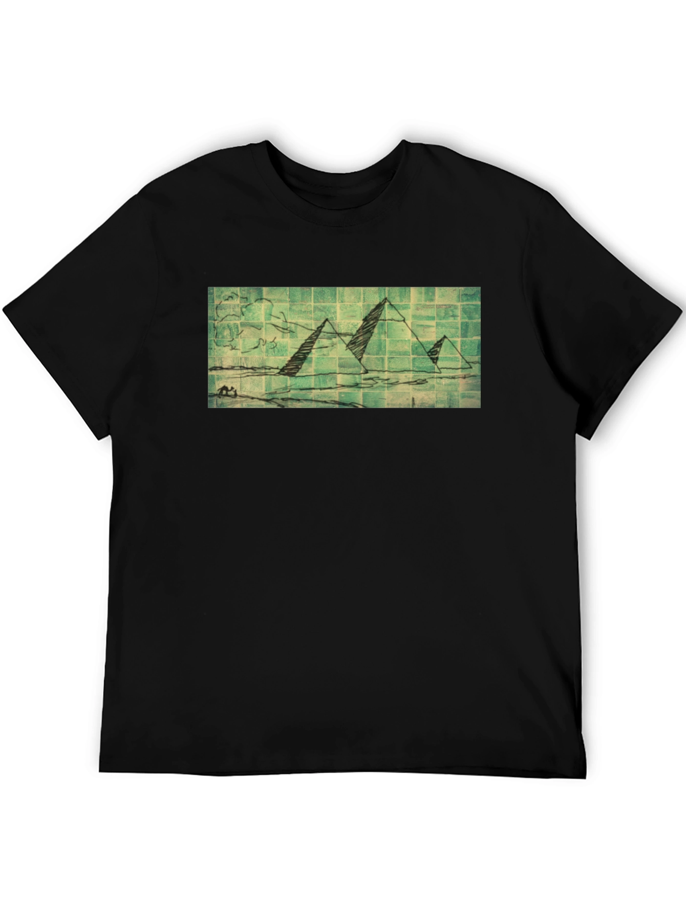 Pyramid Sketch Graphic Tee - Black Cotton T-Shirt