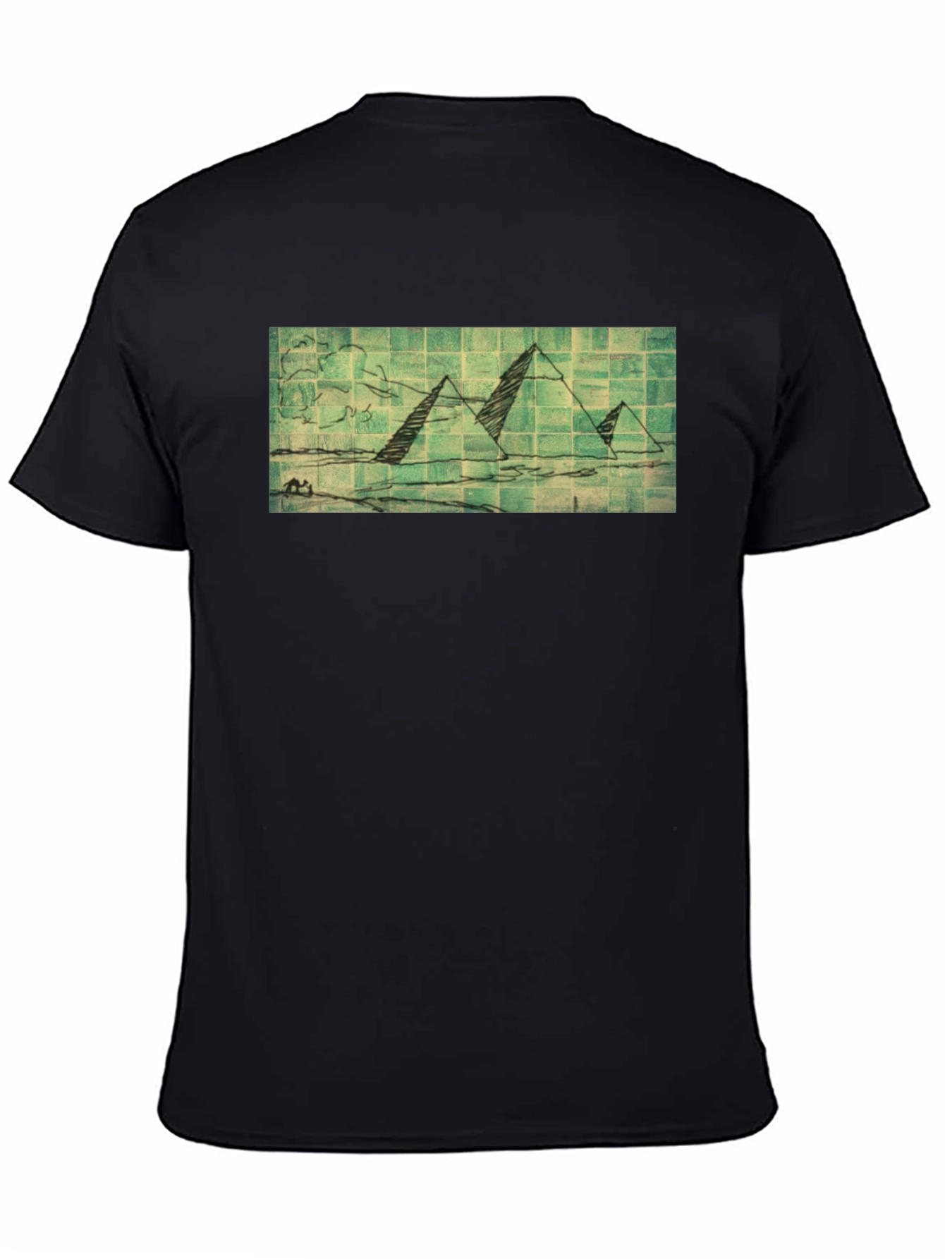 Pyramid Sketch Graphic Tee - Black Cotton T-Shirt