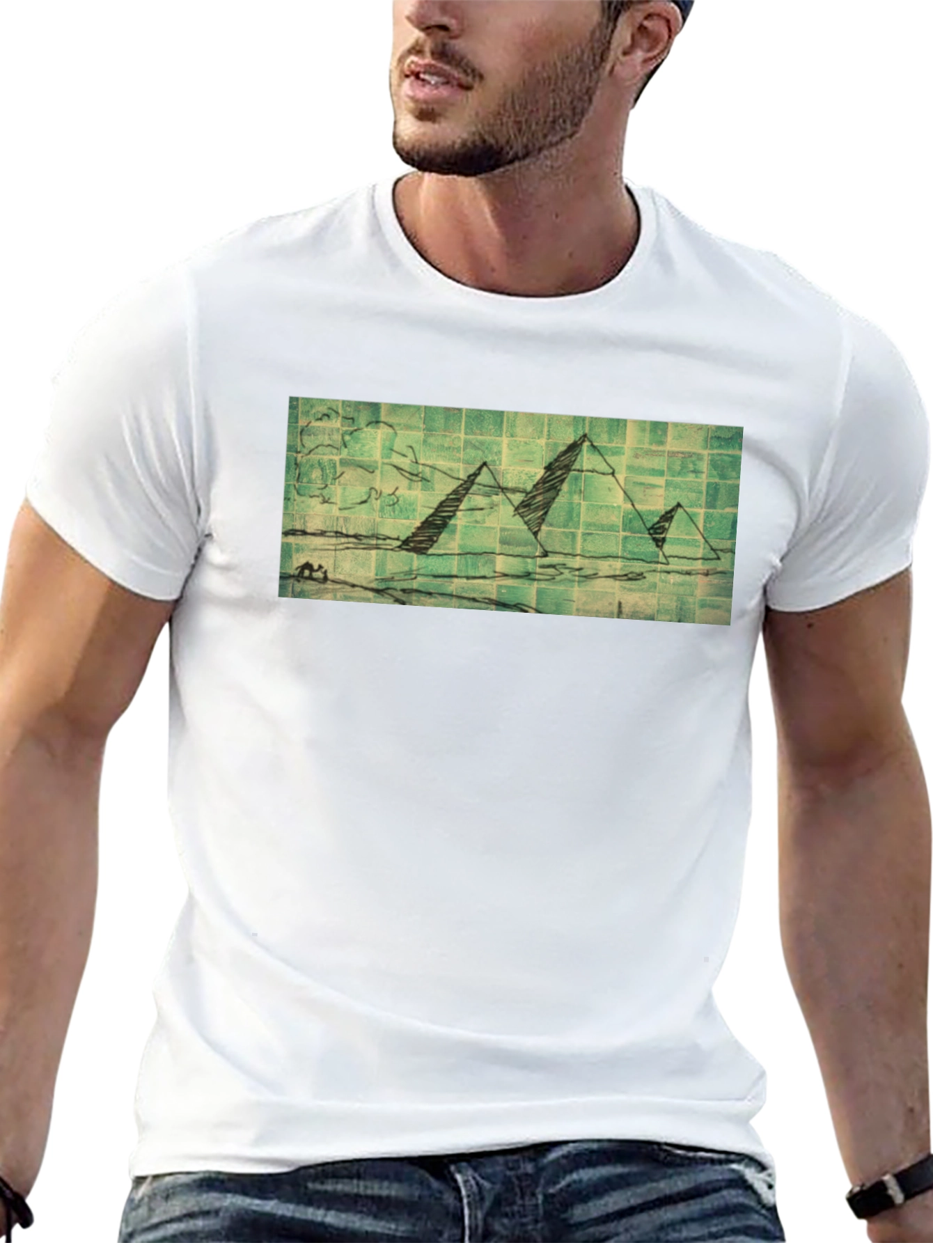 Pyramid Sketch Graphic Tee - Black Cotton T-Shirt